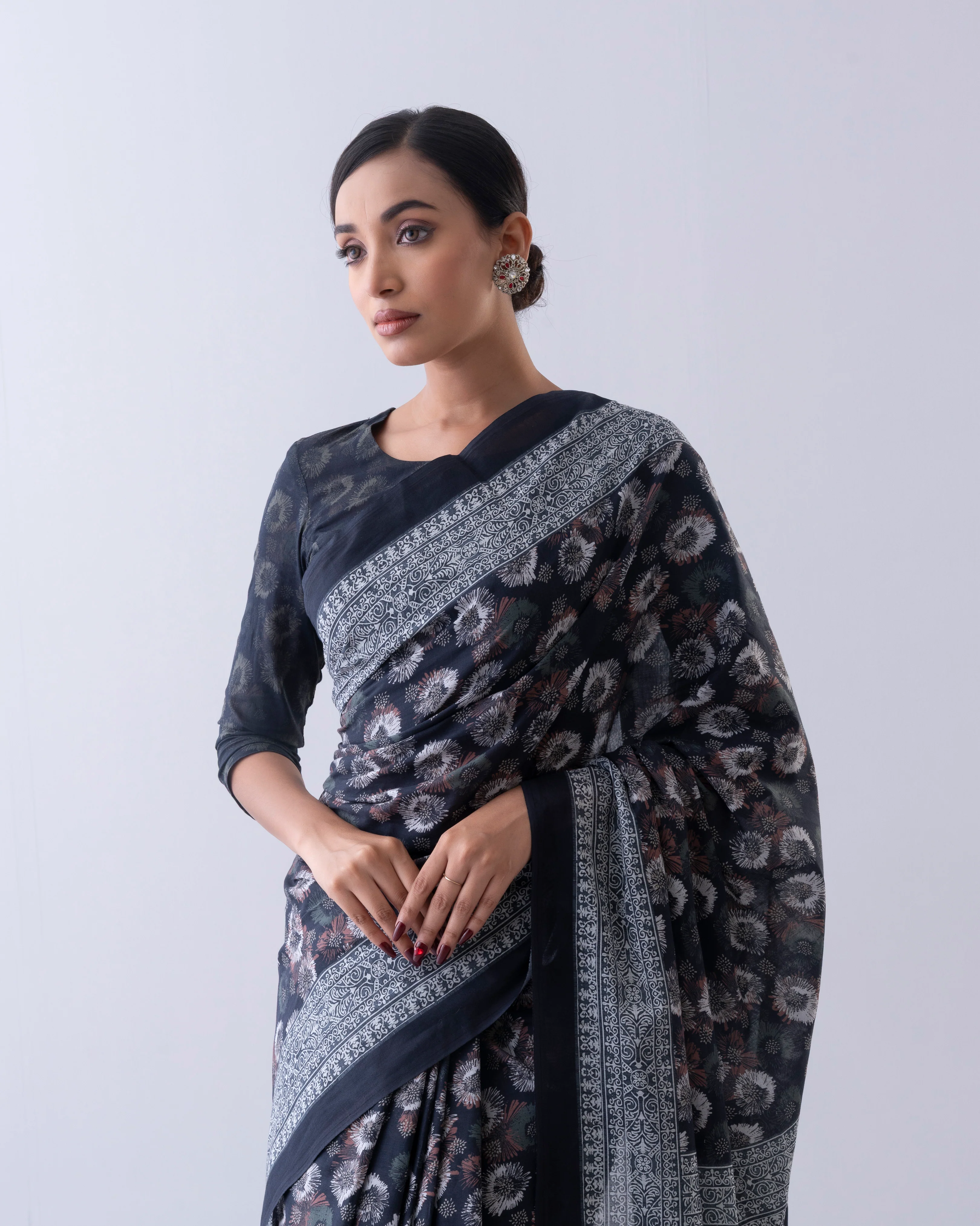 Digital Printed Cotton Saree - Image 5