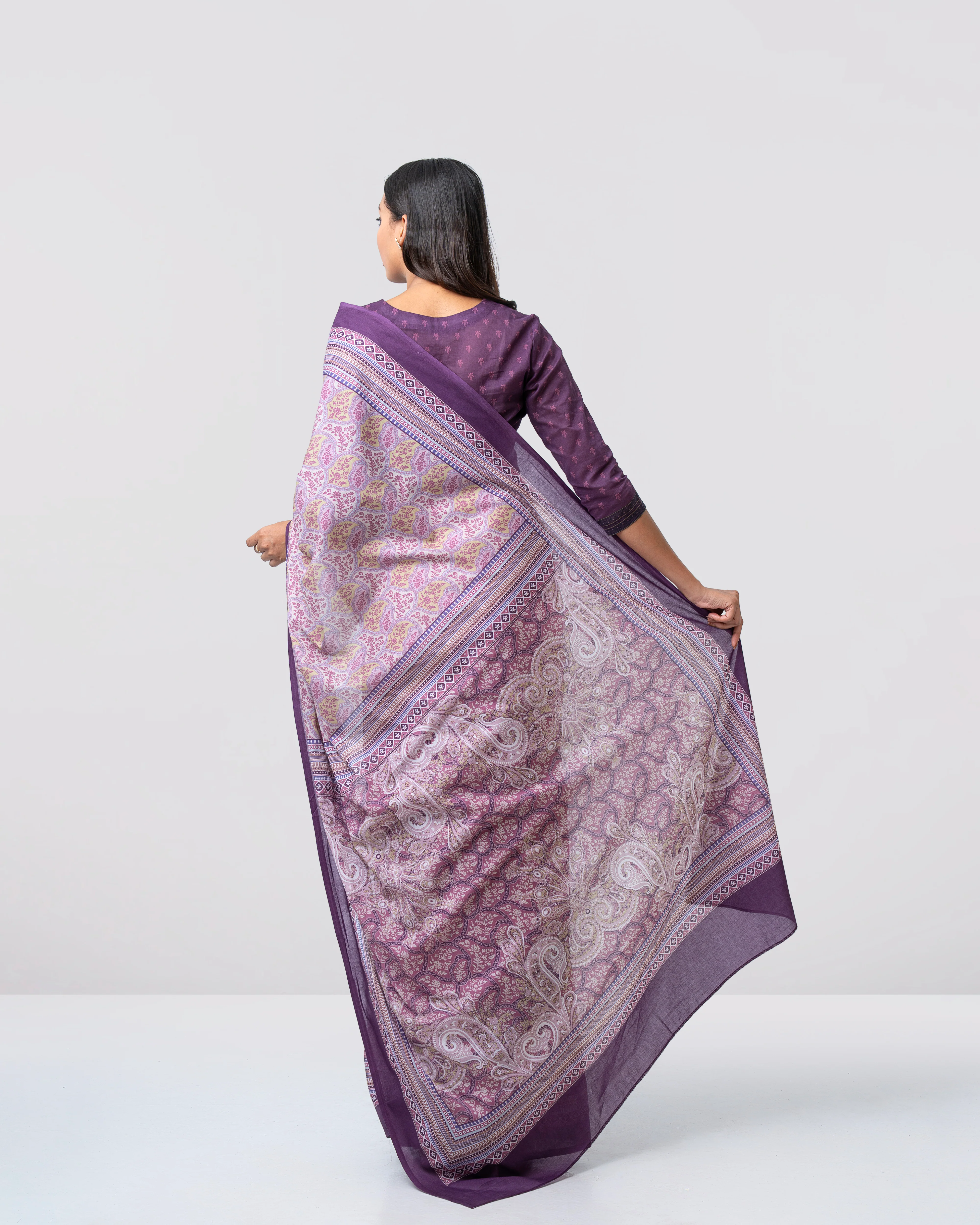 Digital Printed Cotton Saree - Image 11