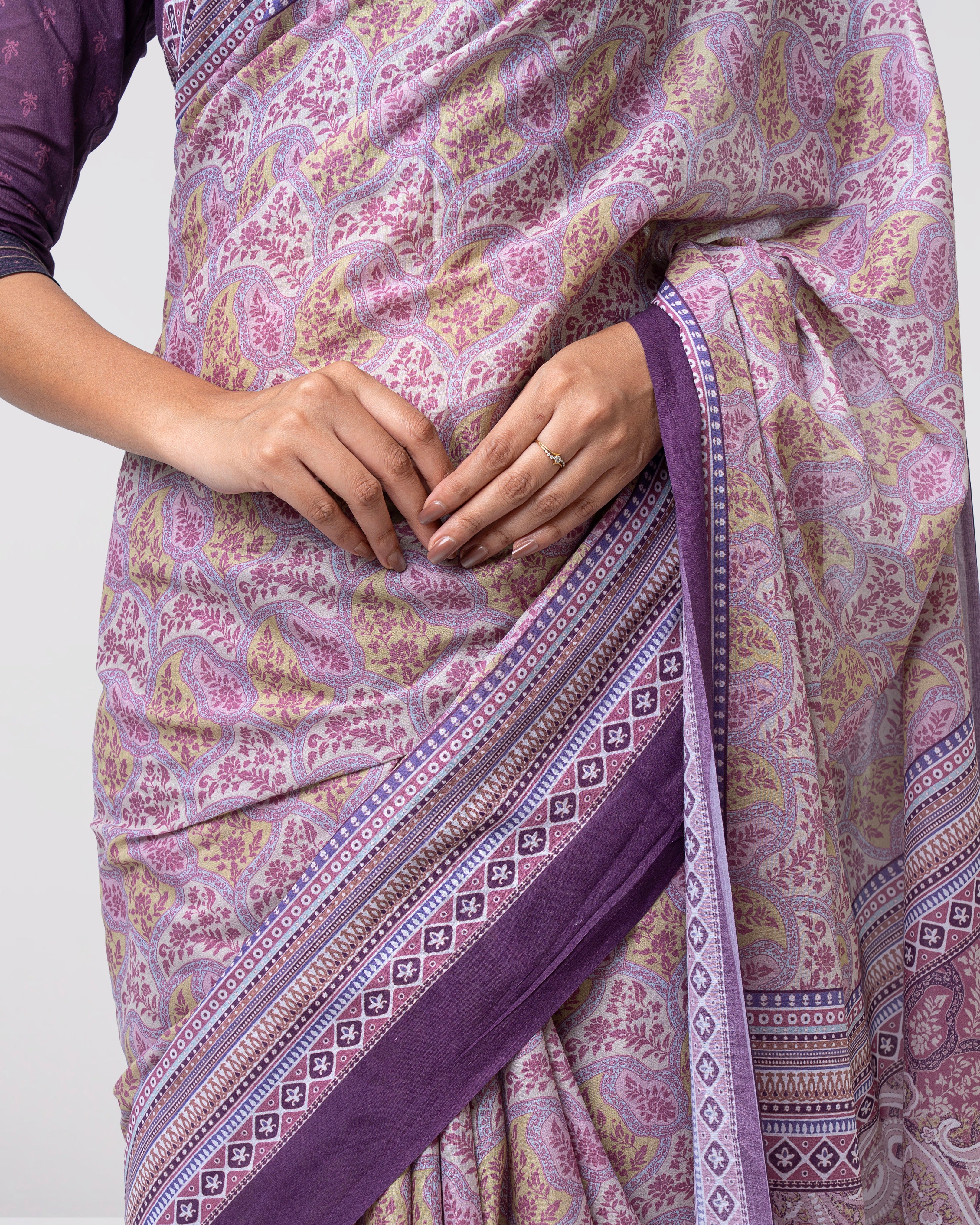 Digital Printed Cotton Saree - Image 12
