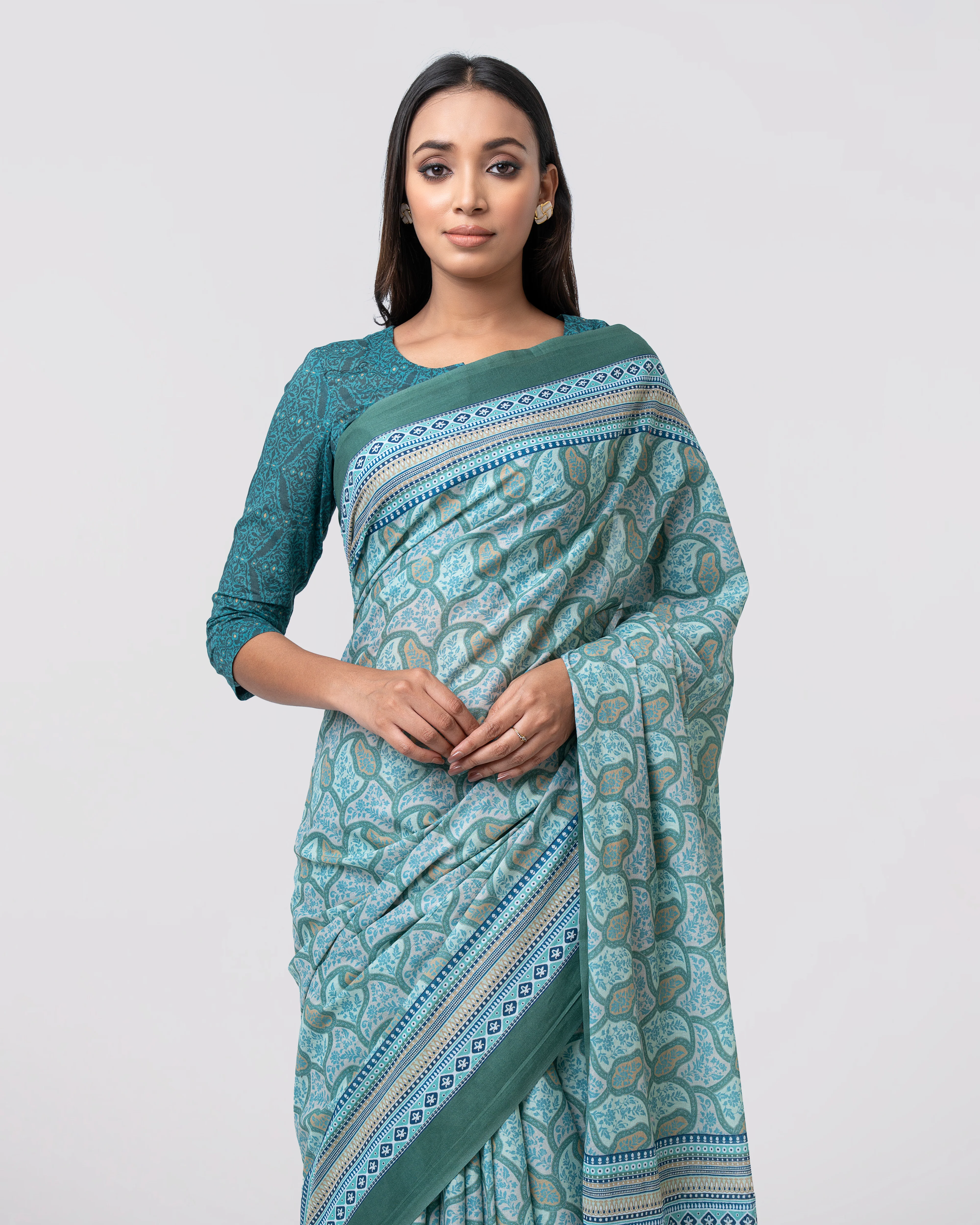 Digital Printed Cotton Saree - Image 2