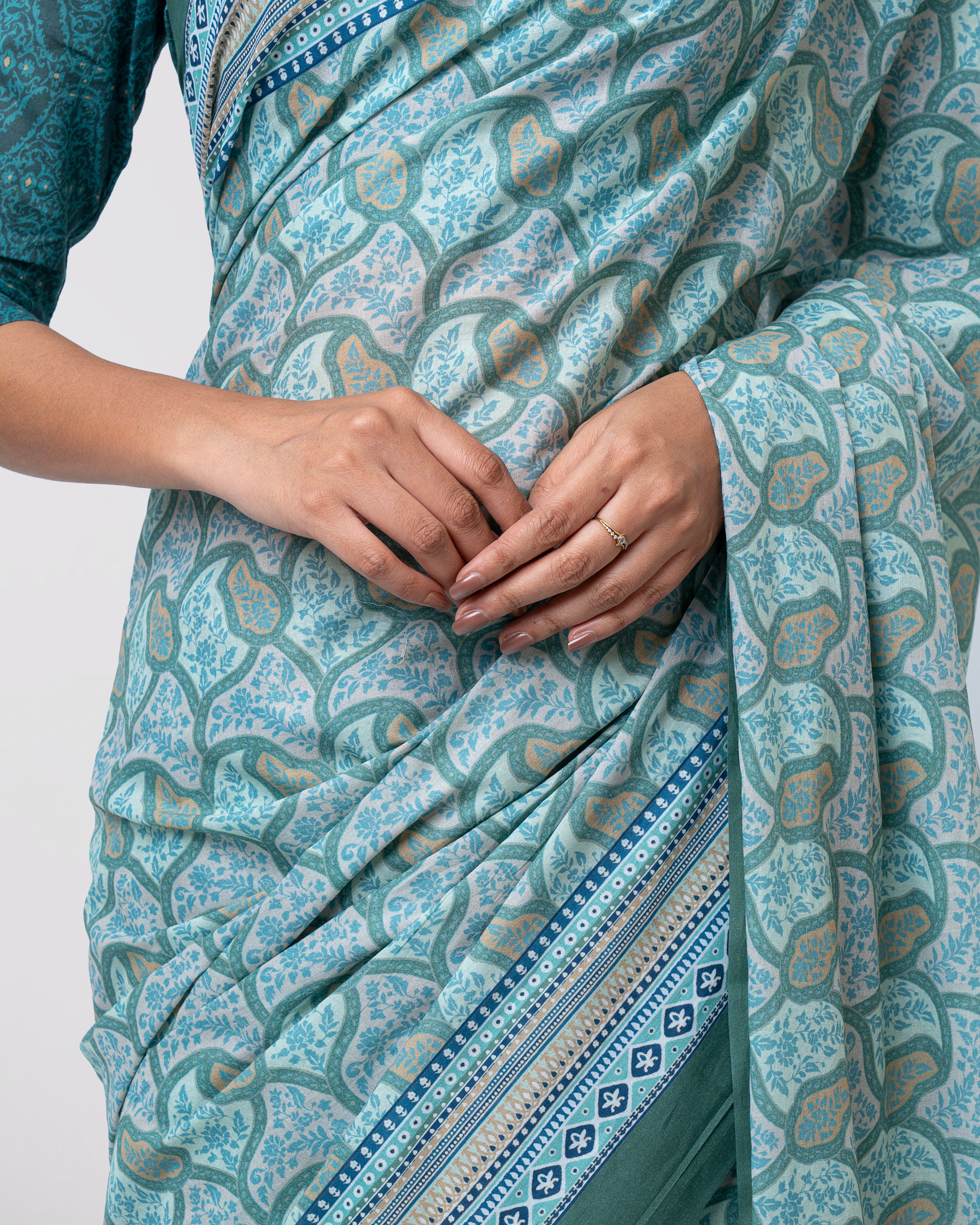 Digital Printed Cotton Saree - Image 6