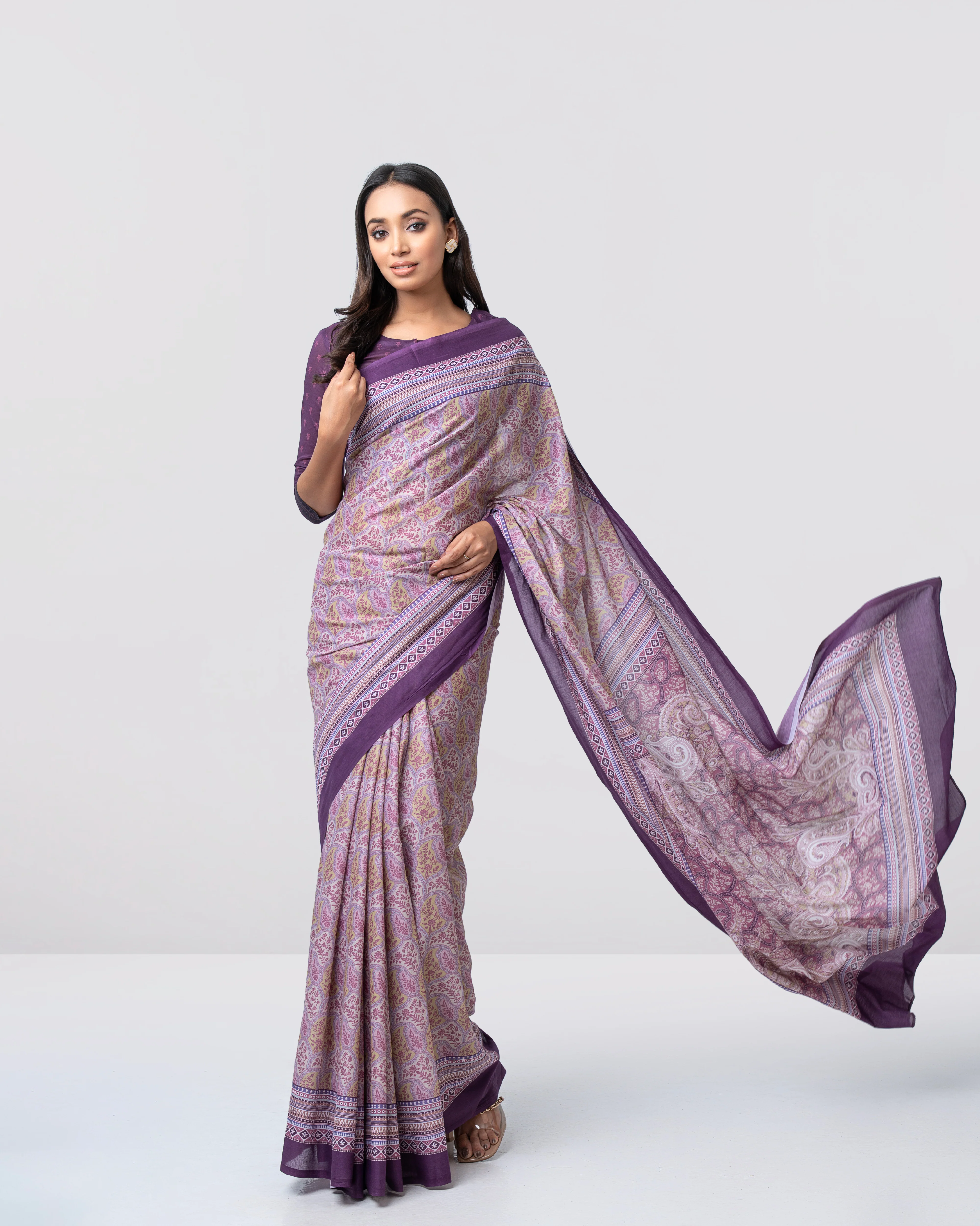 Digital Printed Cotton Saree - Image 7