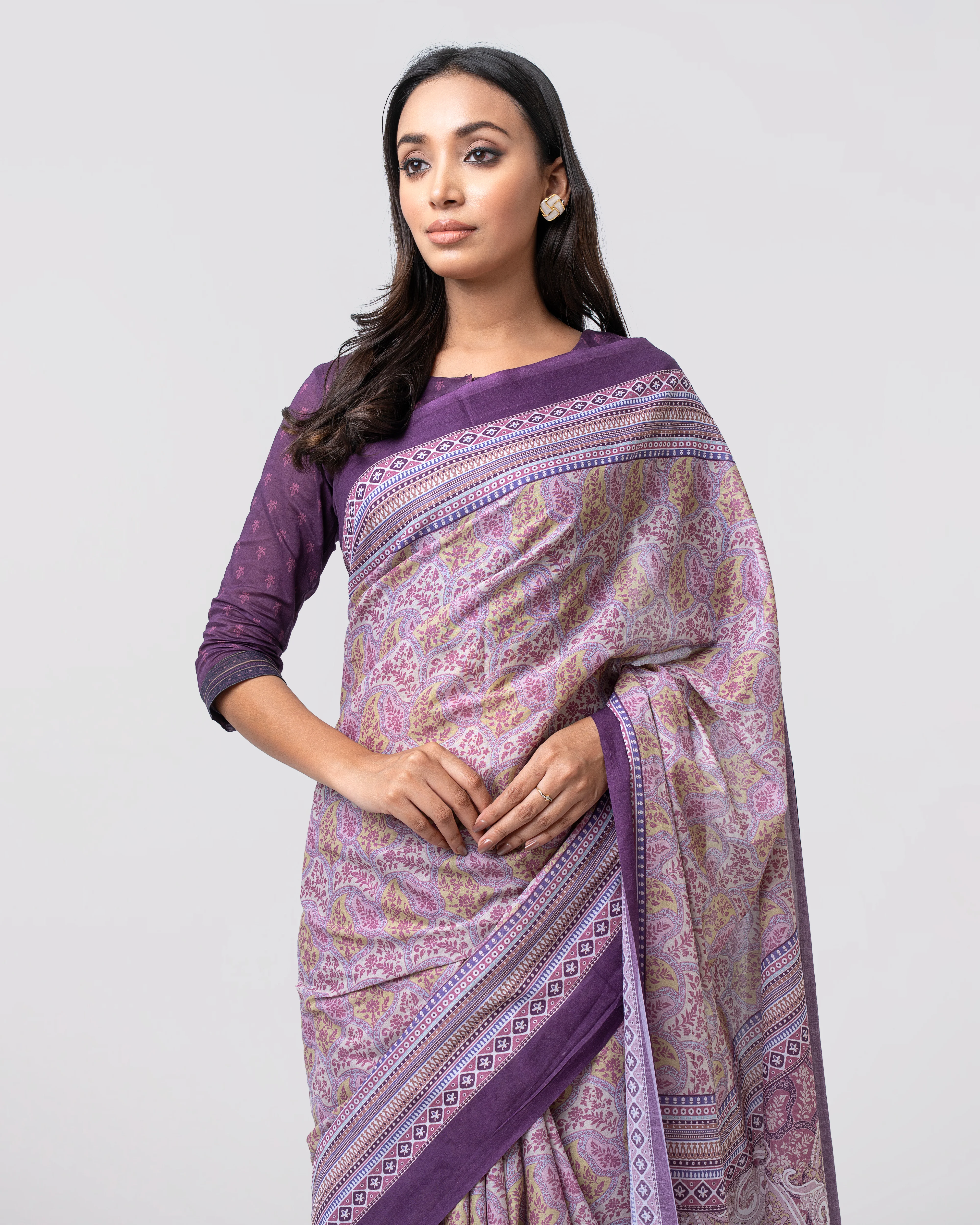 Digital Printed Cotton Saree - Image 8