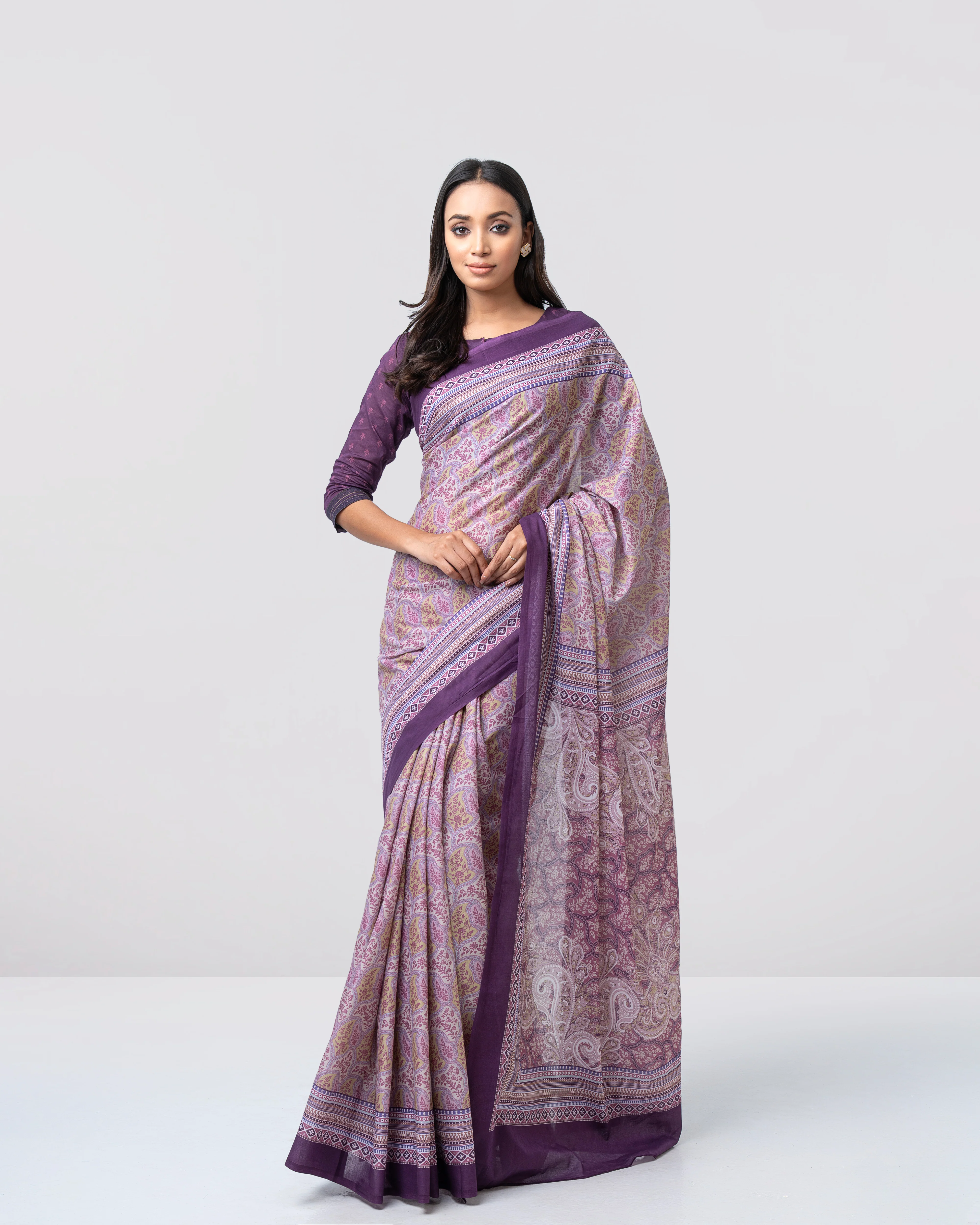Digital Printed Cotton Saree - Image 9