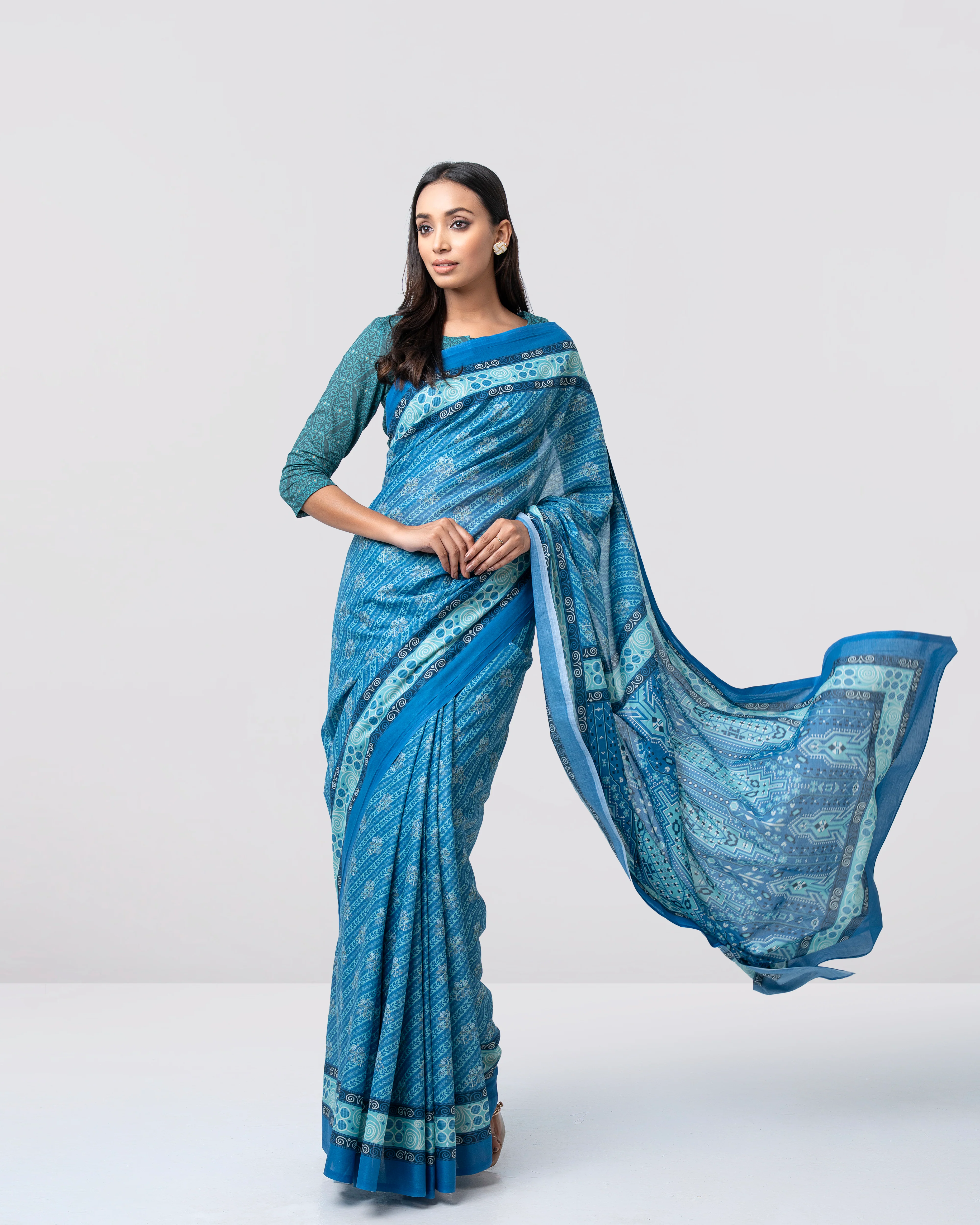 Digital Printed Cotton Saree