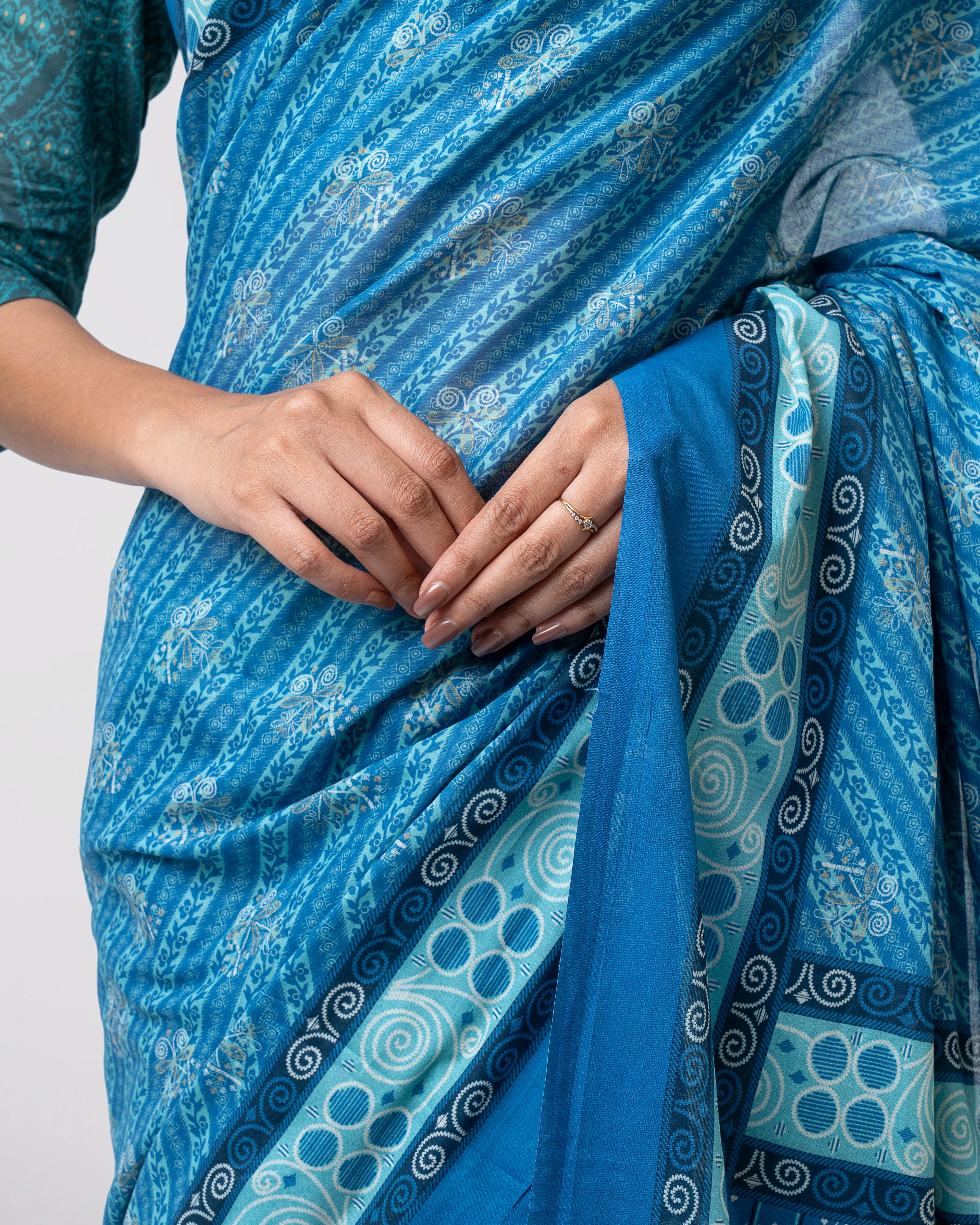 Digital Printed Cotton Saree - Image 6