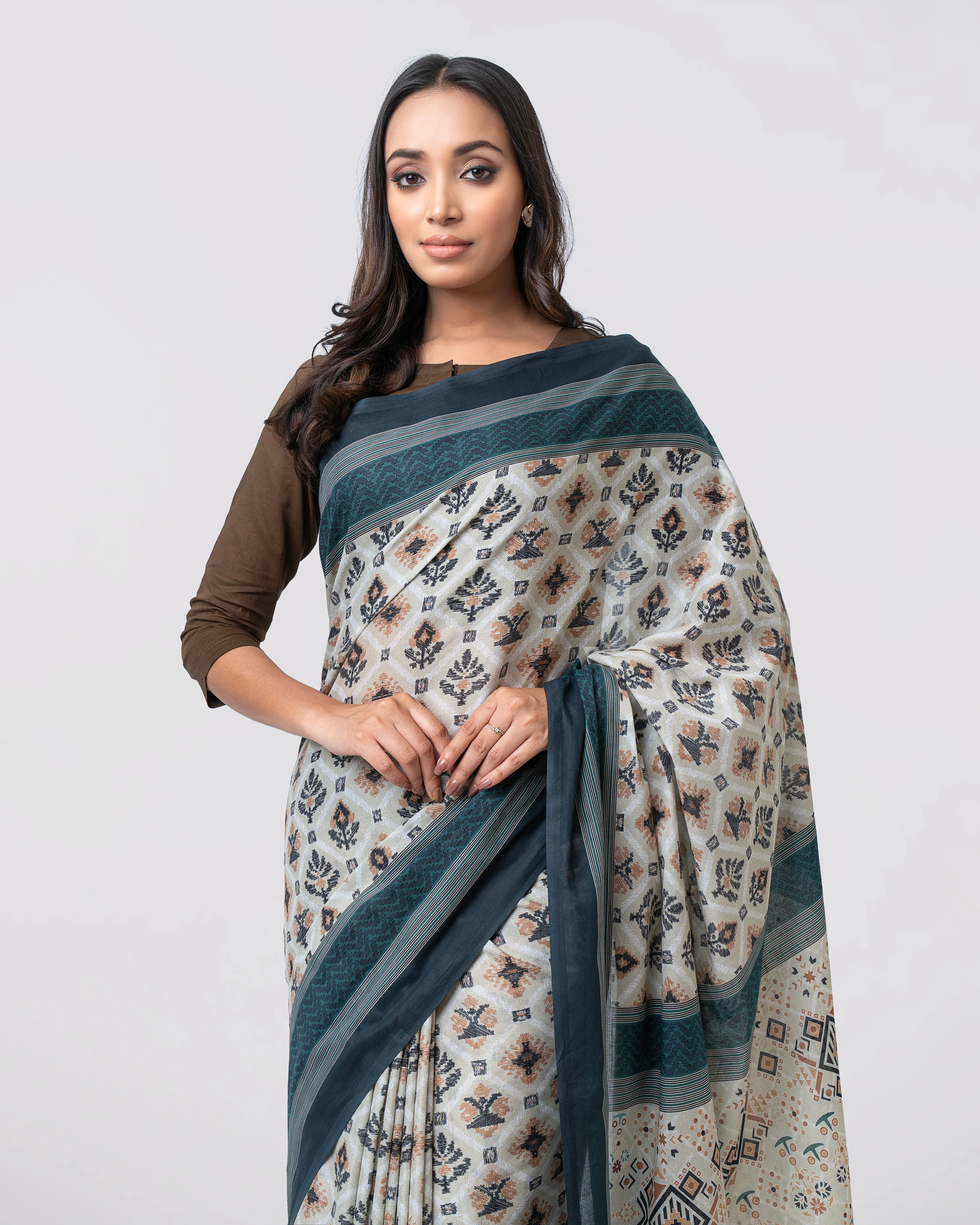 Digital Printed Cotton Saree - Image 2