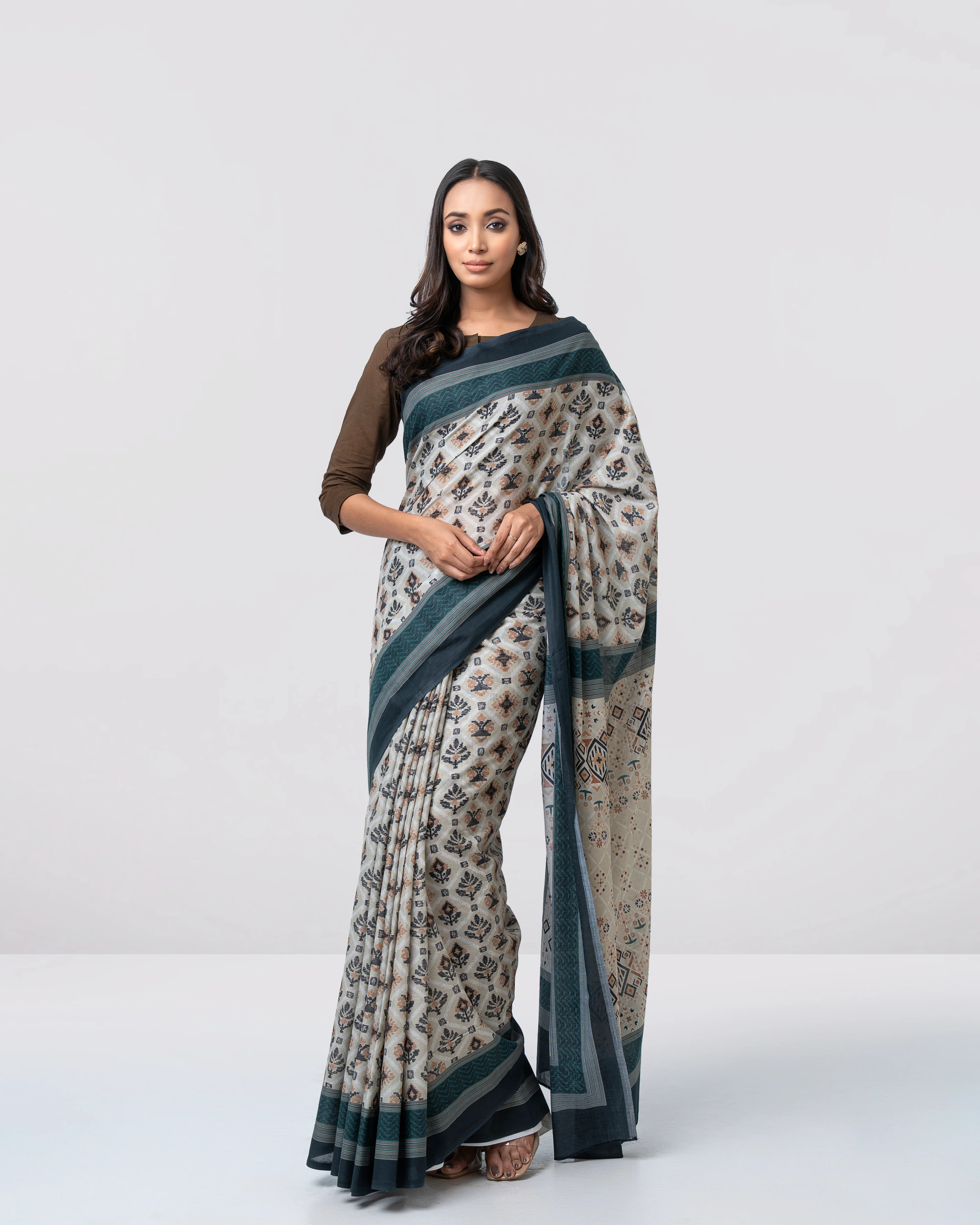 Digital Printed Cotton Saree - Image 3