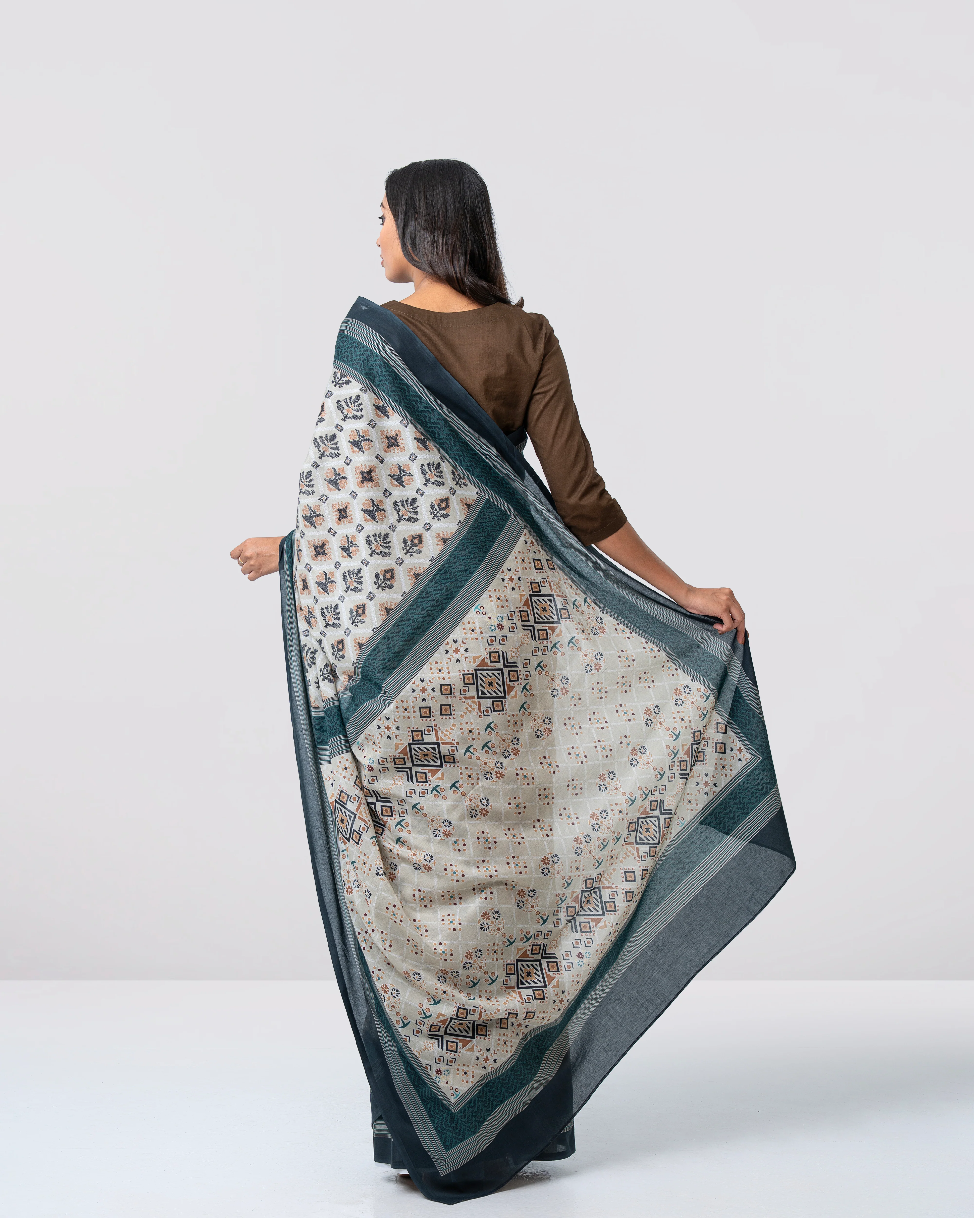 Digital Printed Cotton Saree - Image 5