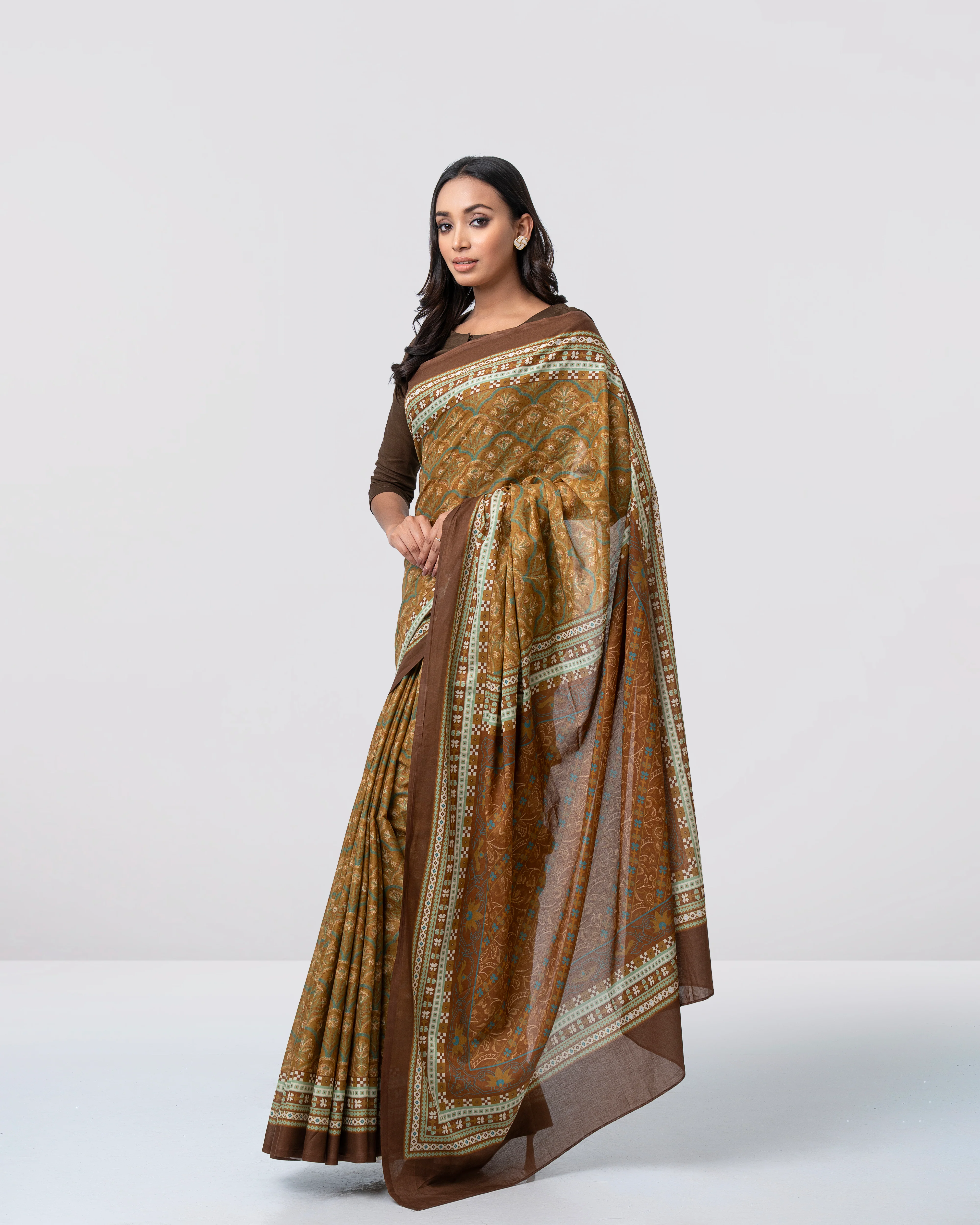 Digital Printed Cotton Saree - Image 10