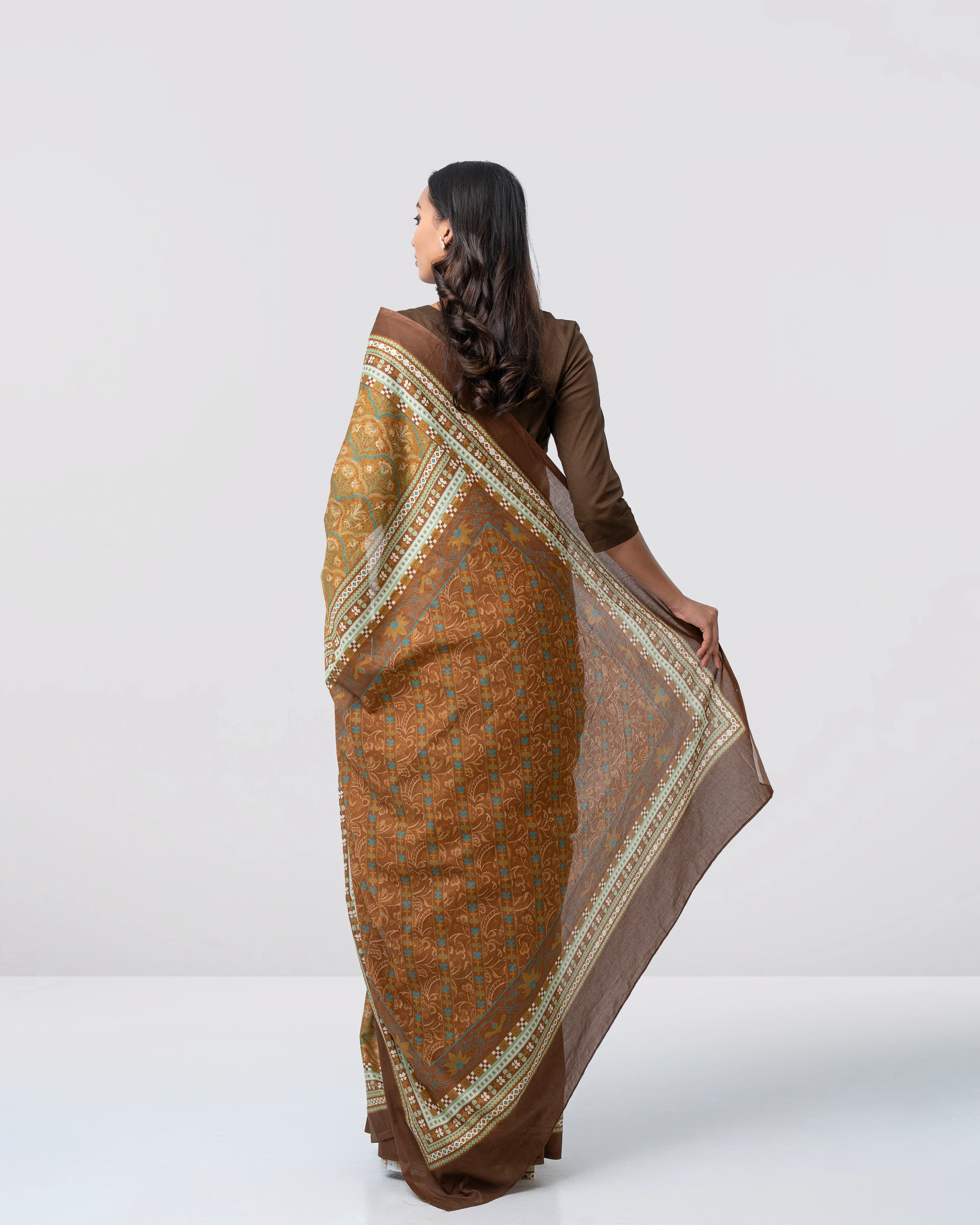 Digital Printed Cotton Saree - Image 11