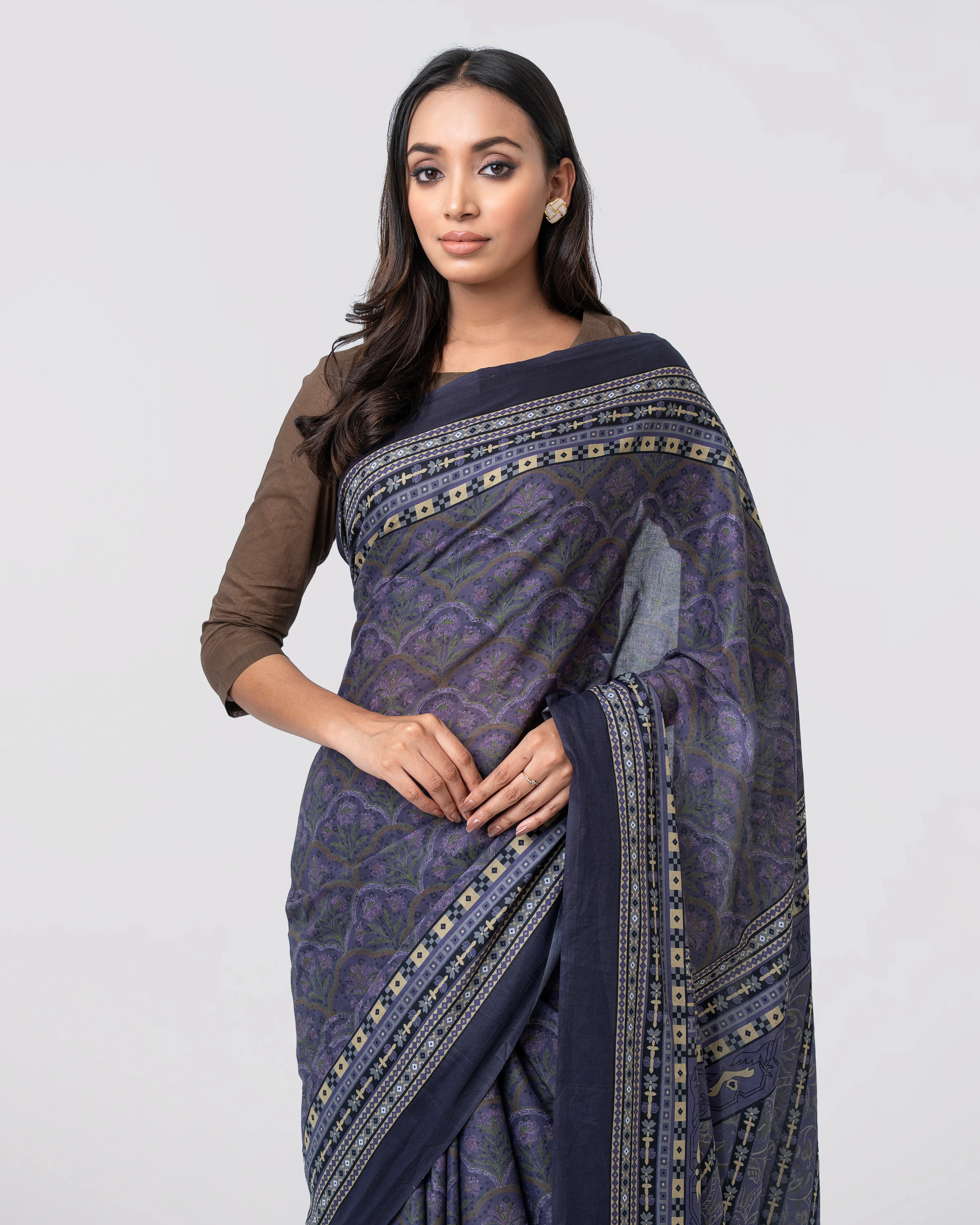 Digital Printed Cotton Saree - Image 2