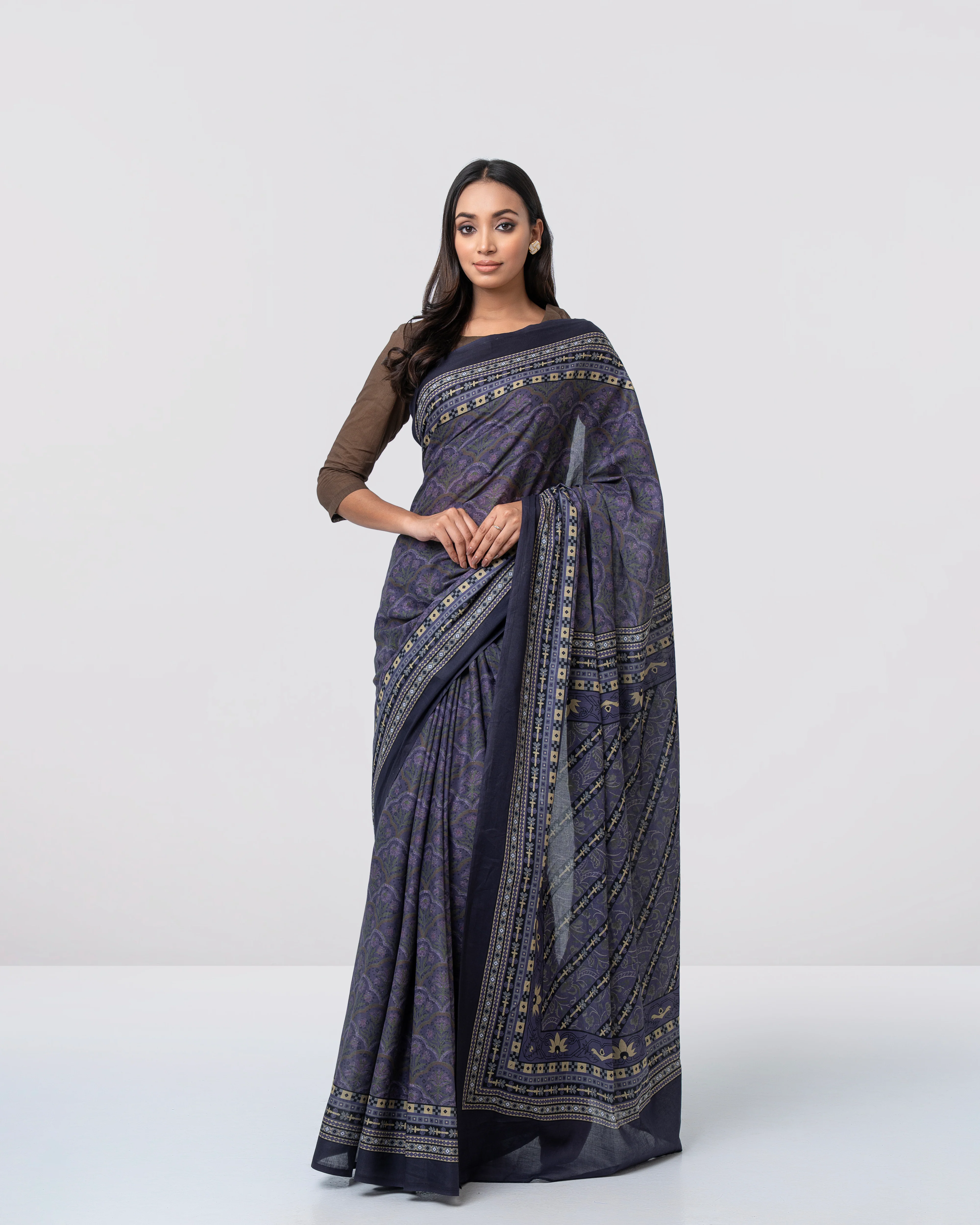 Digital Printed Cotton Saree - Image 3