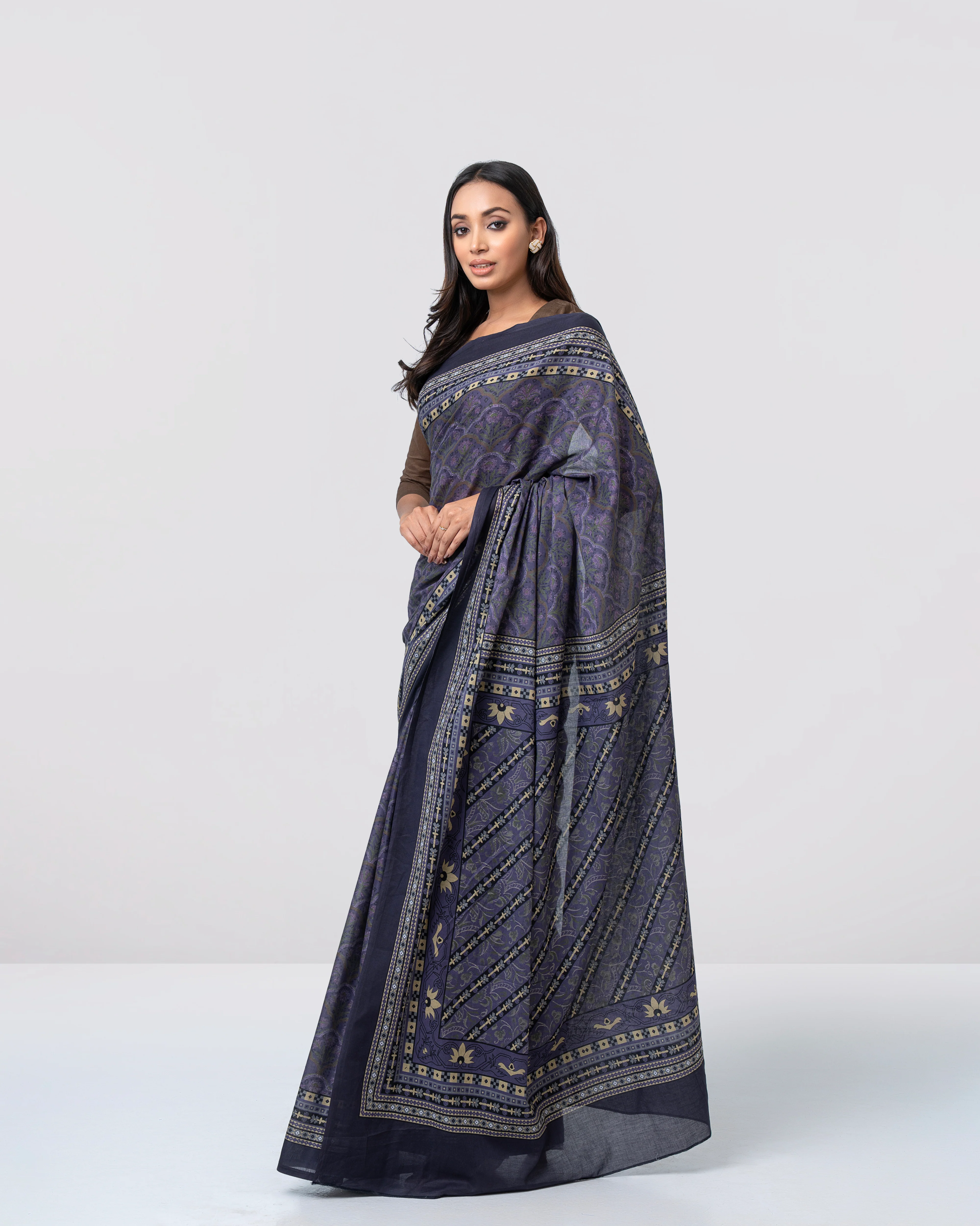 Digital Printed Cotton Saree - Image 4