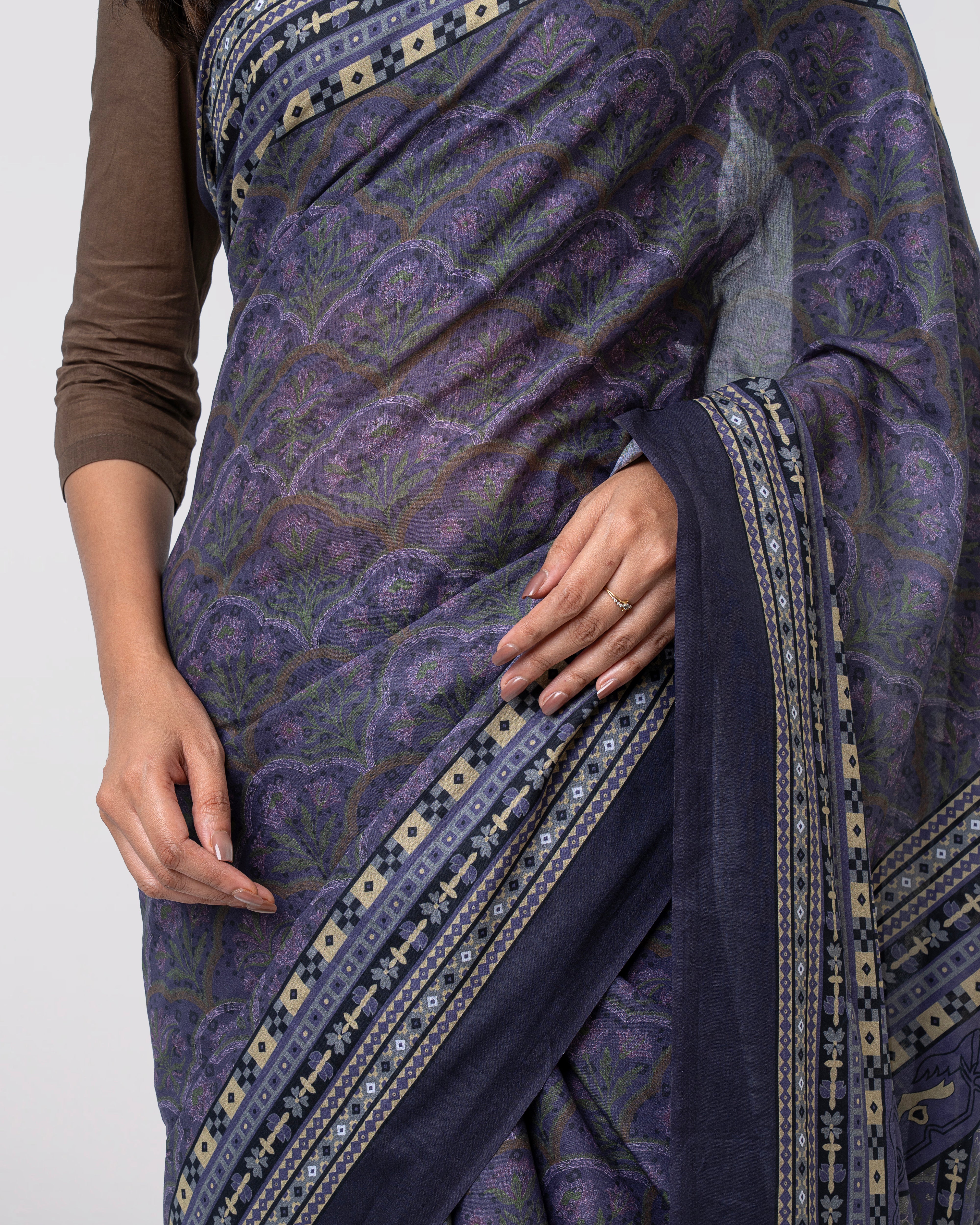 Digital Printed Cotton Saree - Image 5