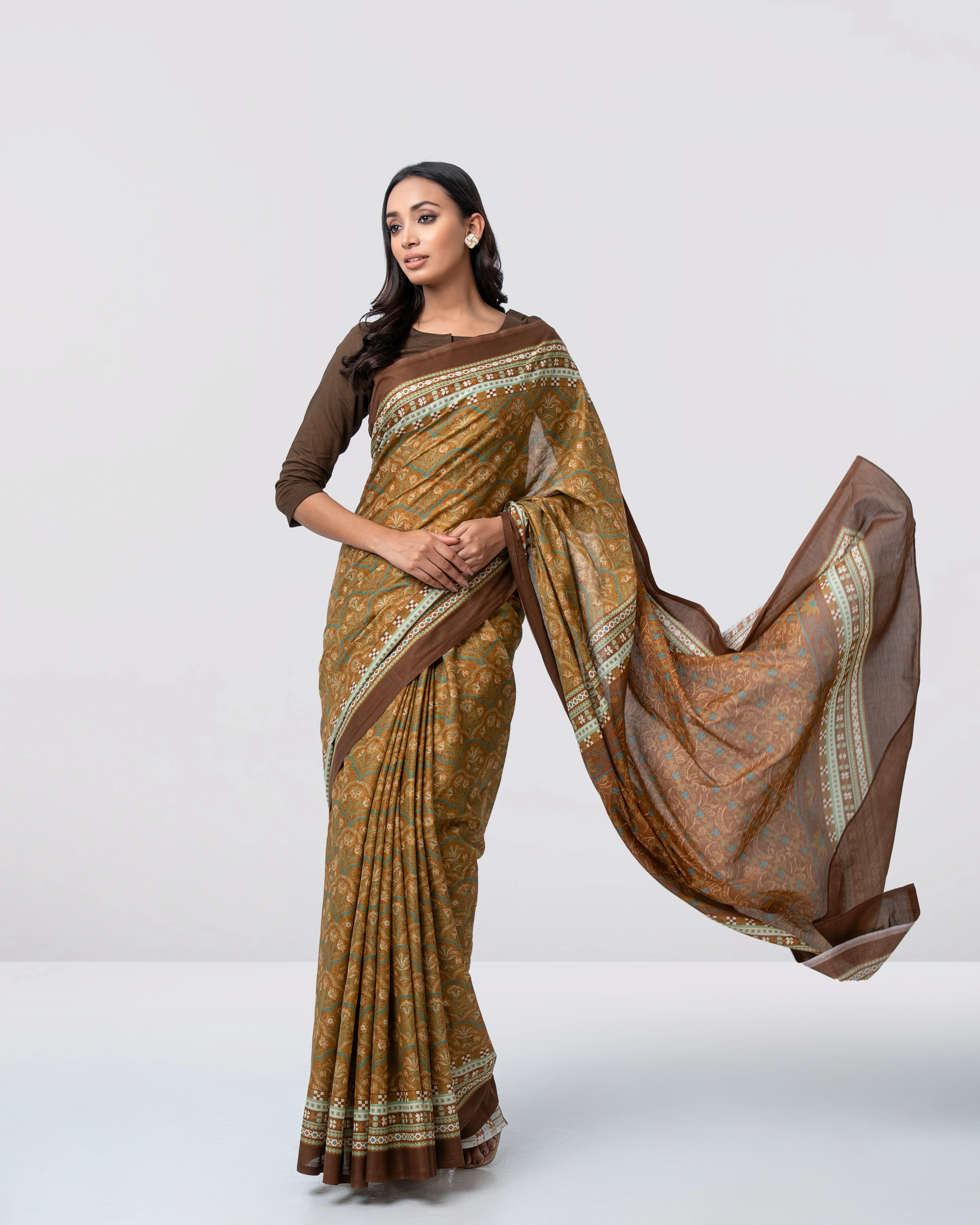Digital Printed Cotton Saree - Image 7