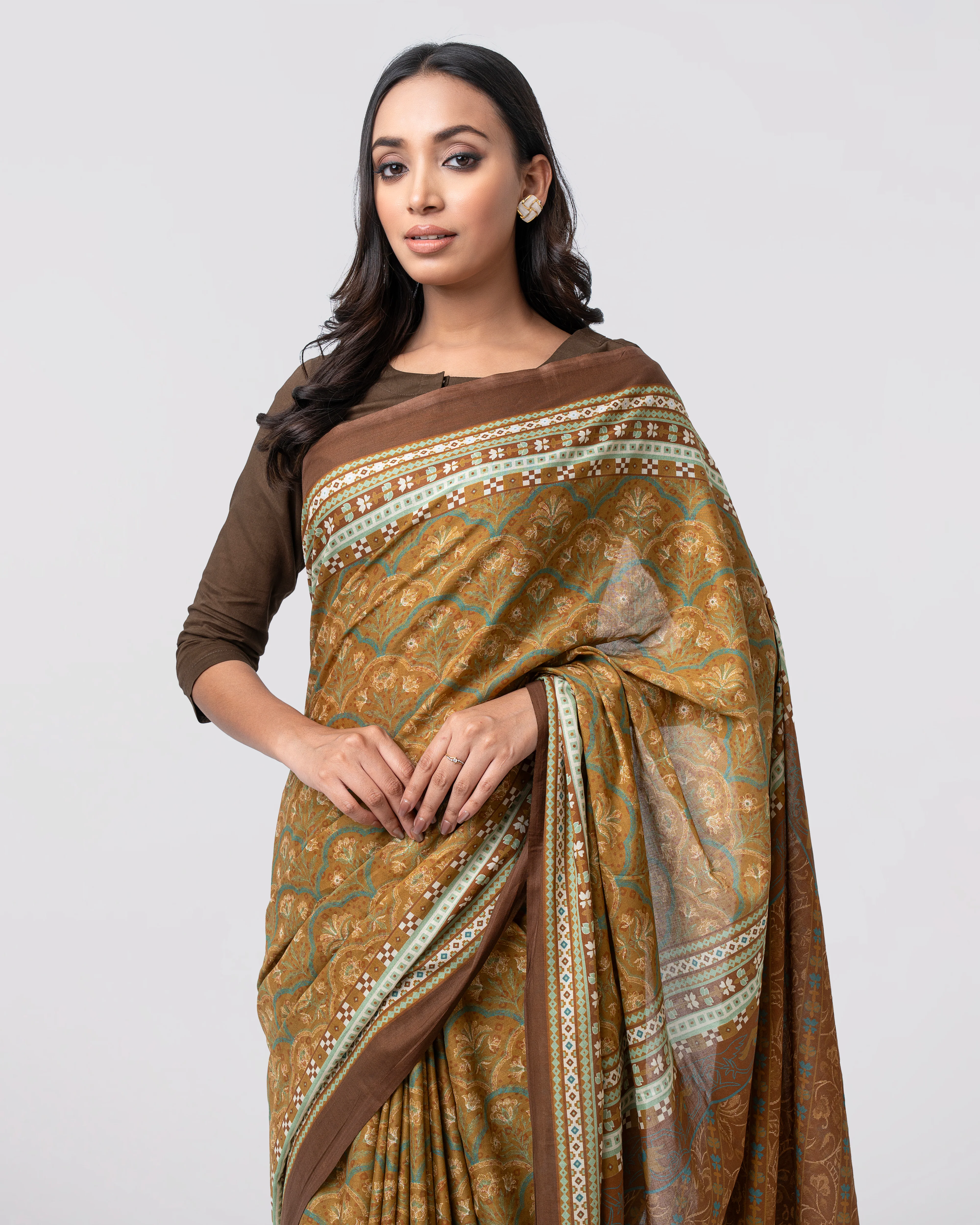 Digital Printed Cotton Saree - Image 8