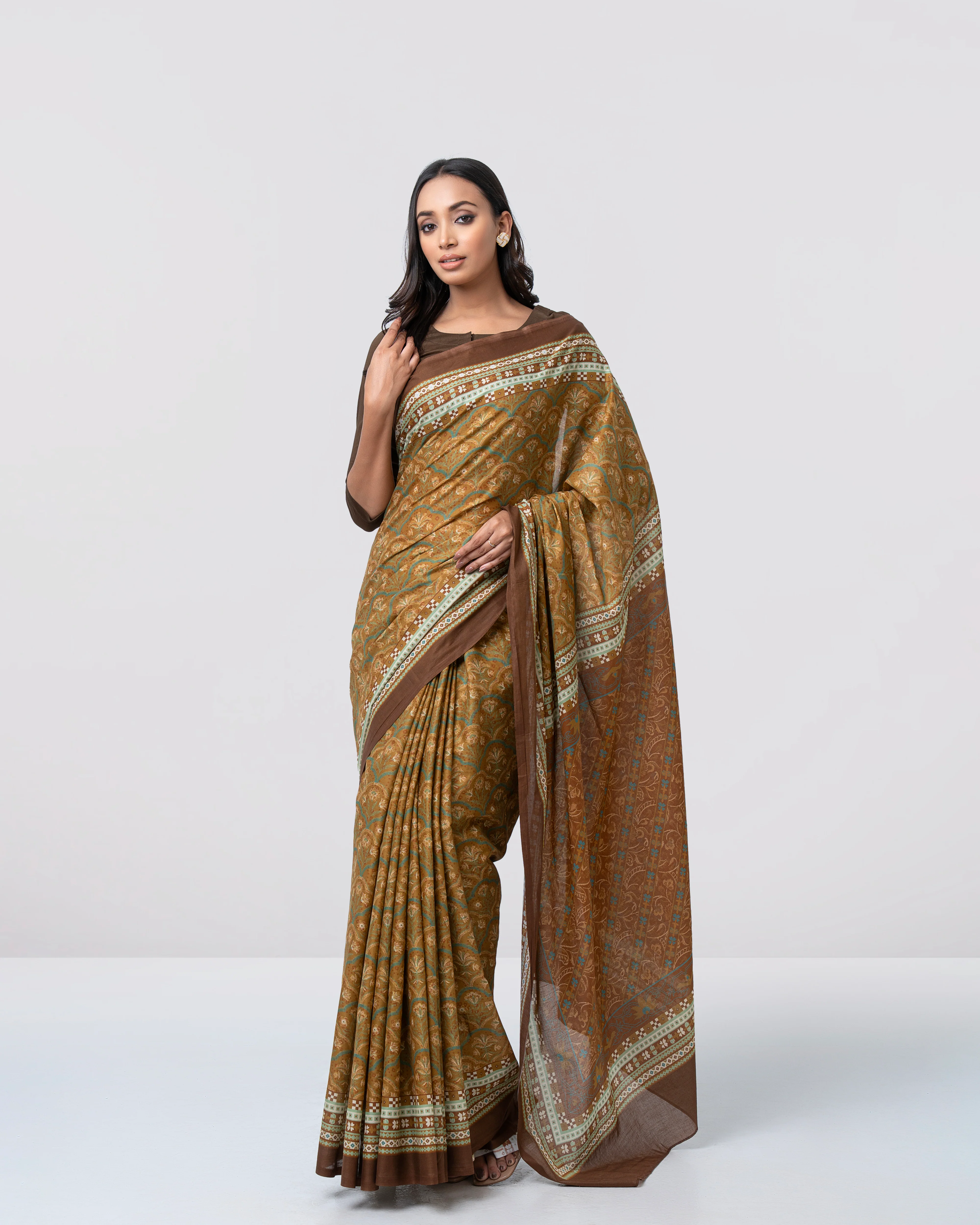 Digital Printed Cotton Saree - Image 9
