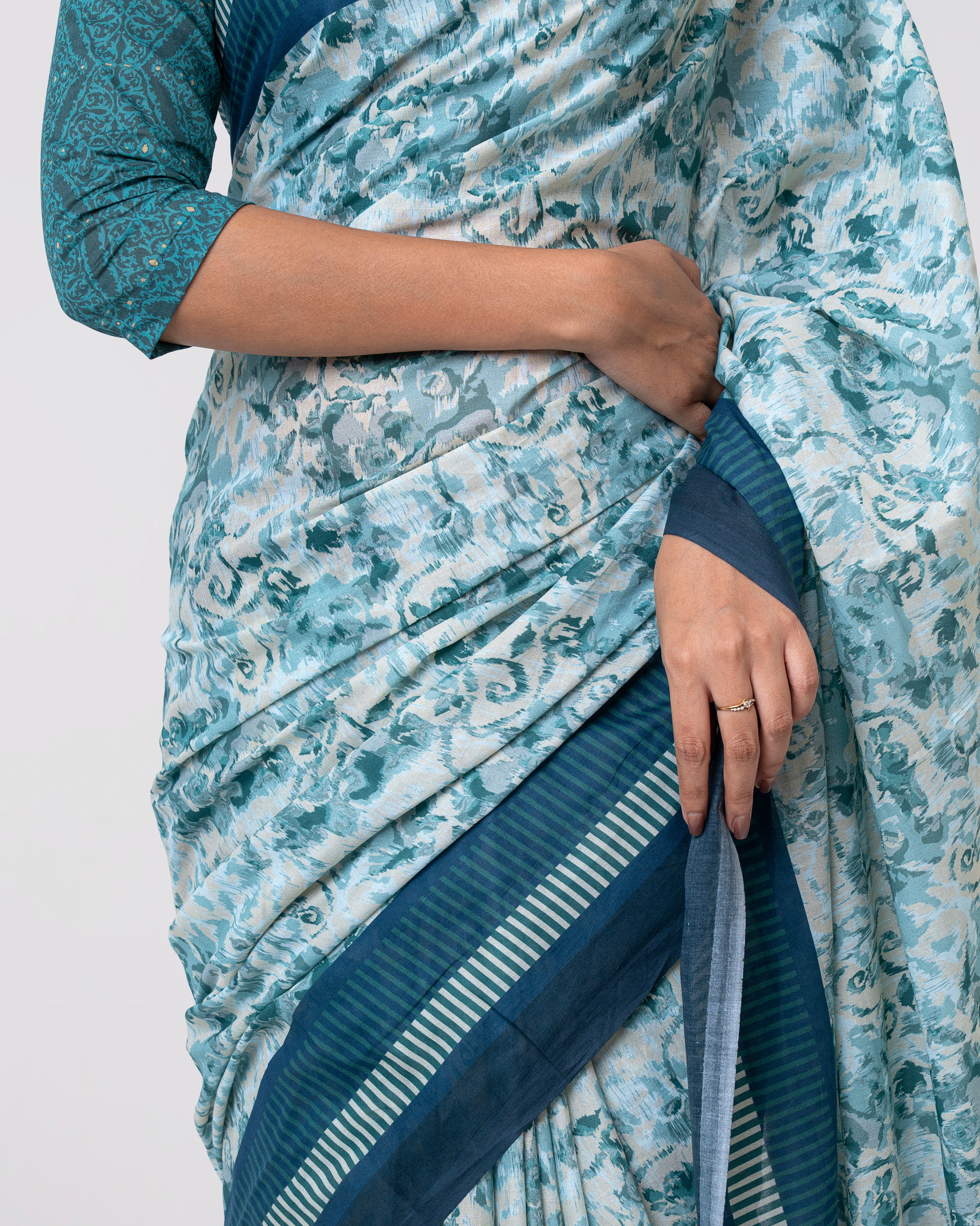 Digital Printed Cotton Saree - Image 11