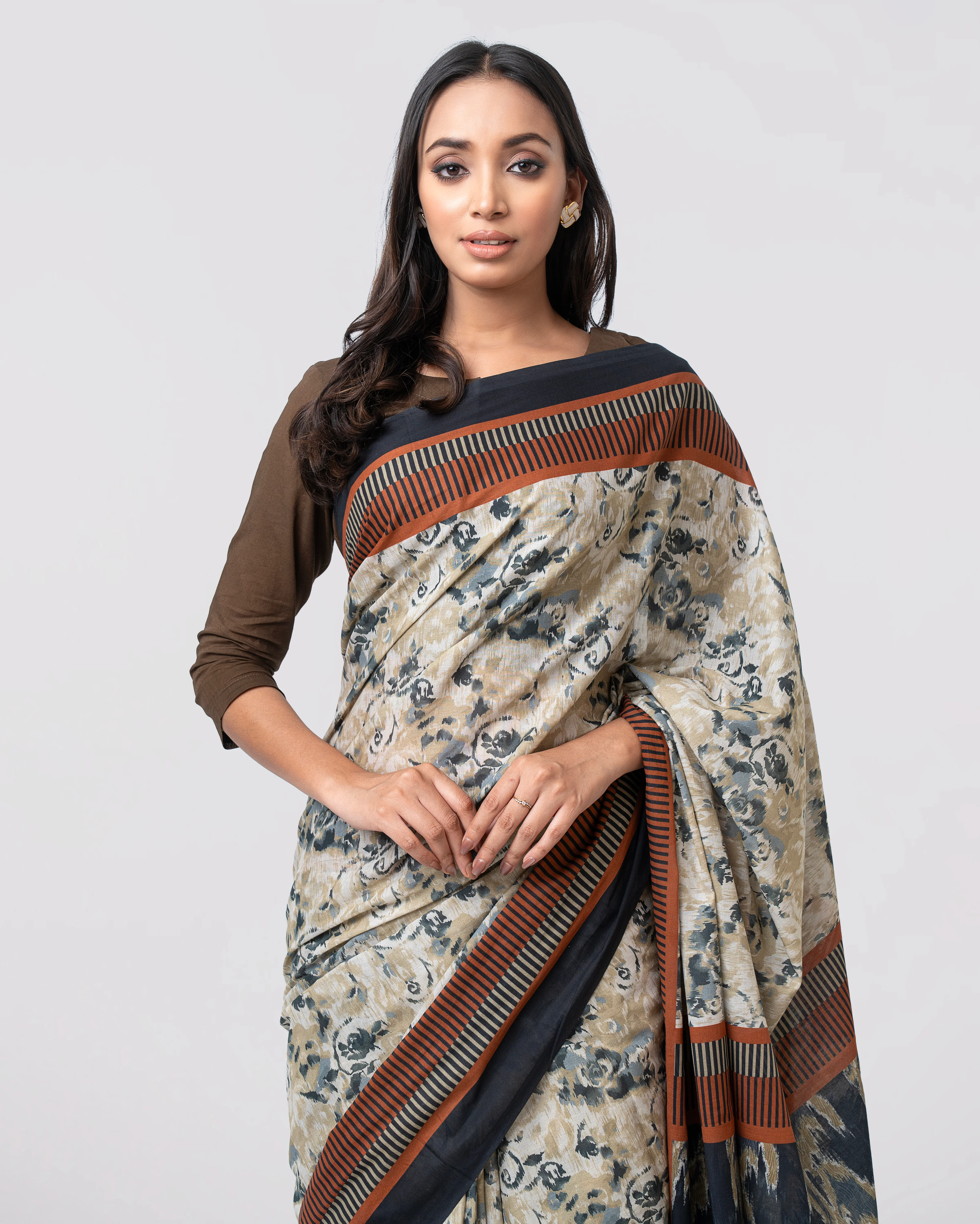 Digital Printed Cotton Saree - Image 2