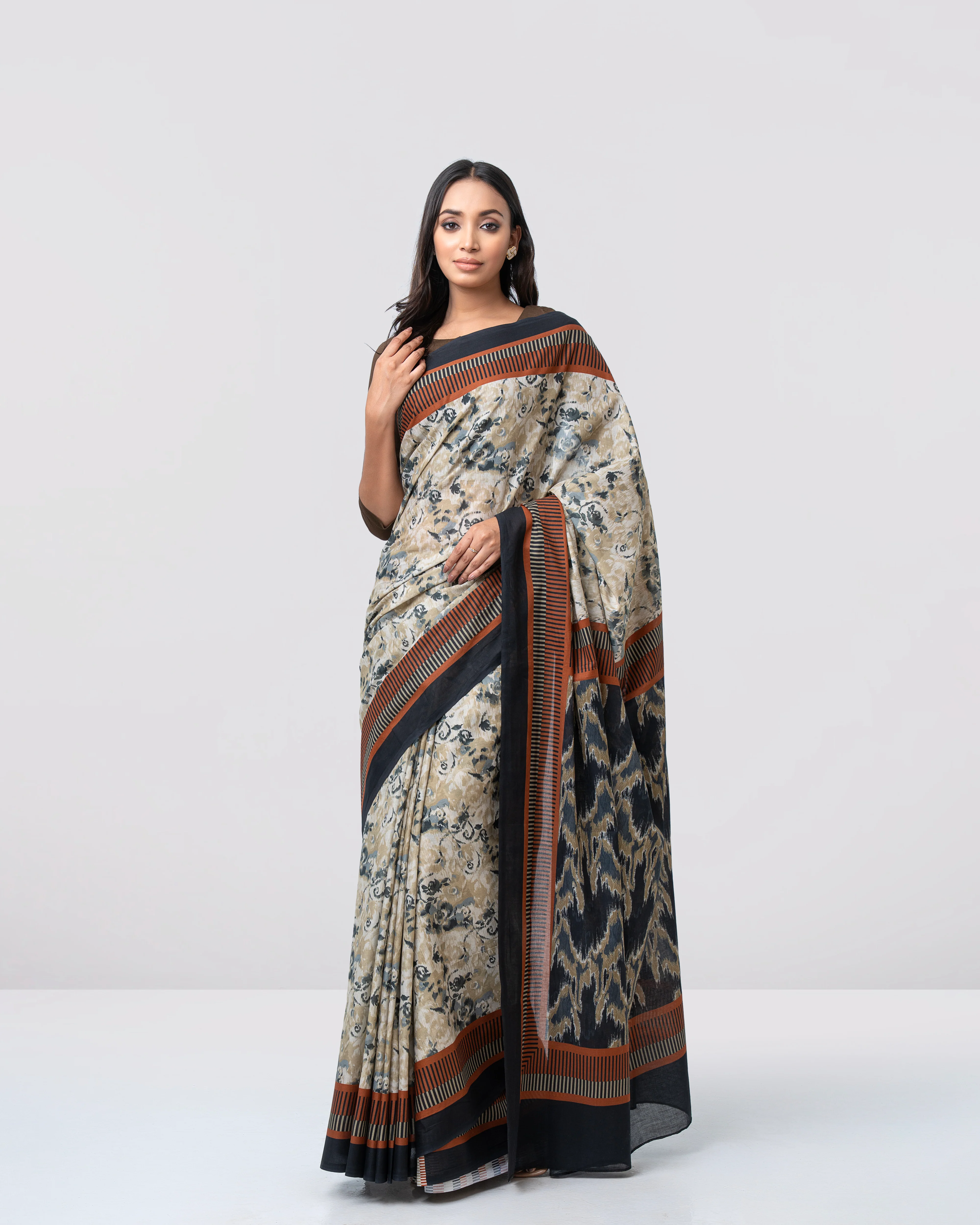 Digital Printed Cotton Saree - Image 4