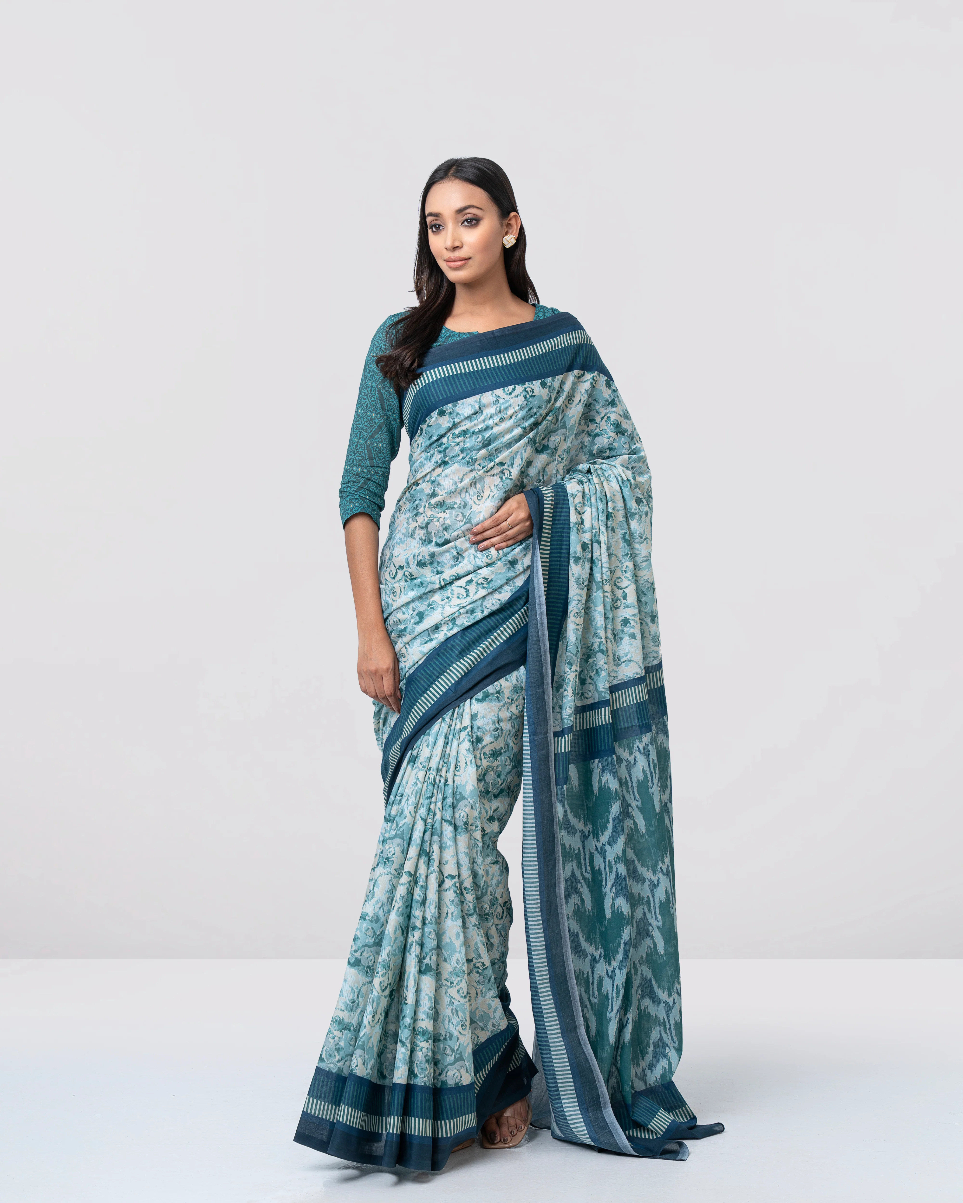 Digital Printed Cotton Saree - Image 7