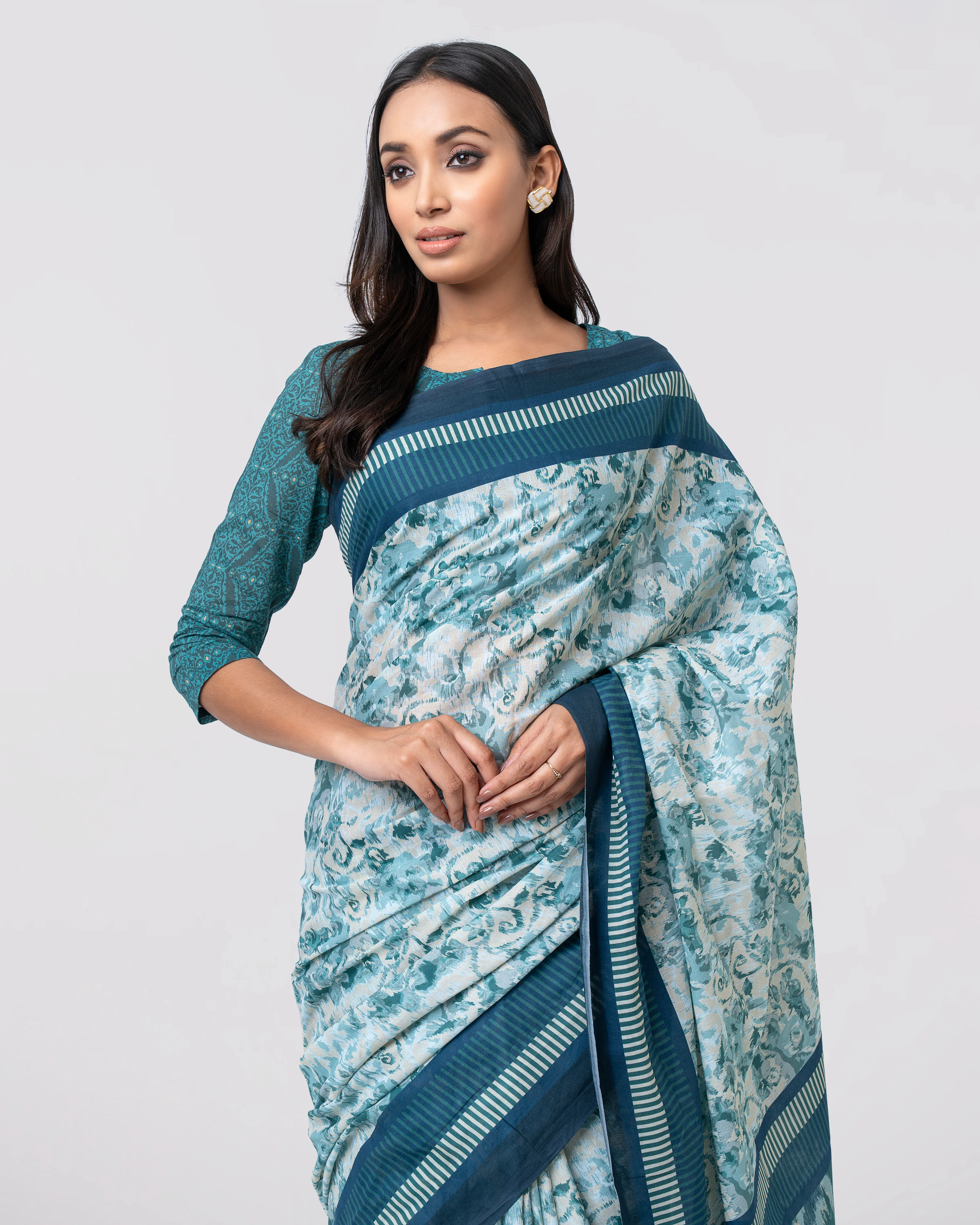Digital Printed Cotton Saree - Image 8