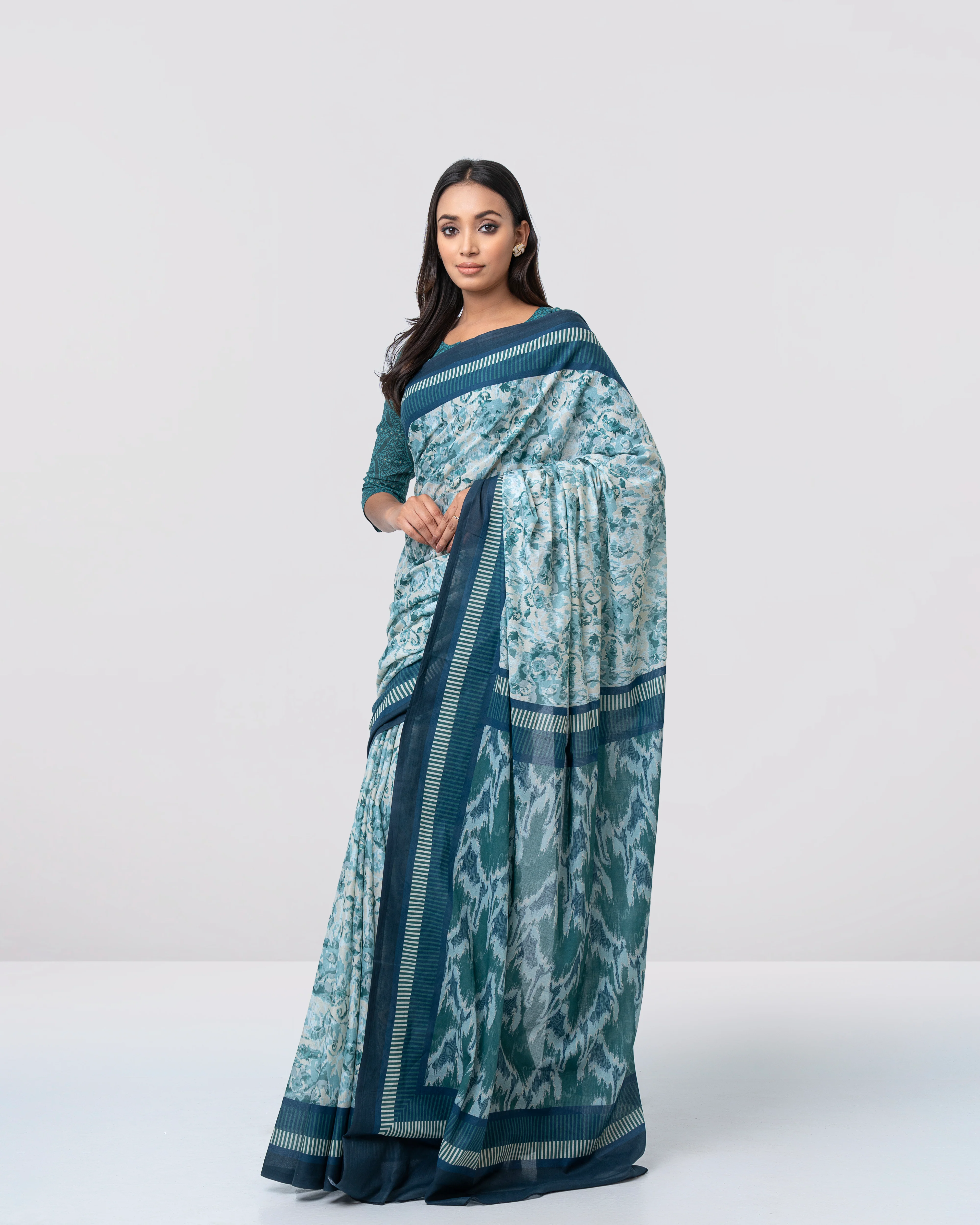 Digital Printed Cotton Saree - Image 9