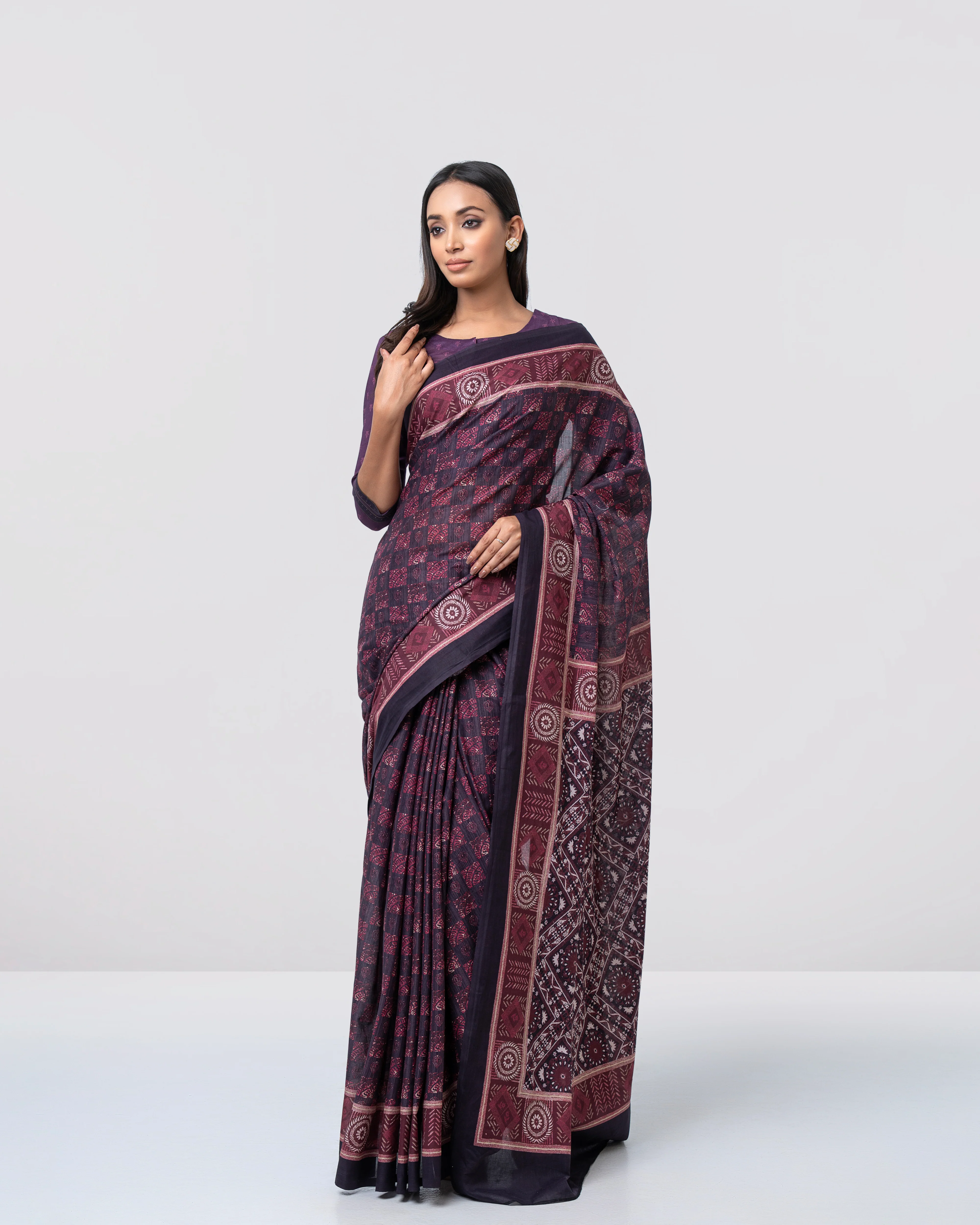 Digital Printed Cotton Saree - Image 3