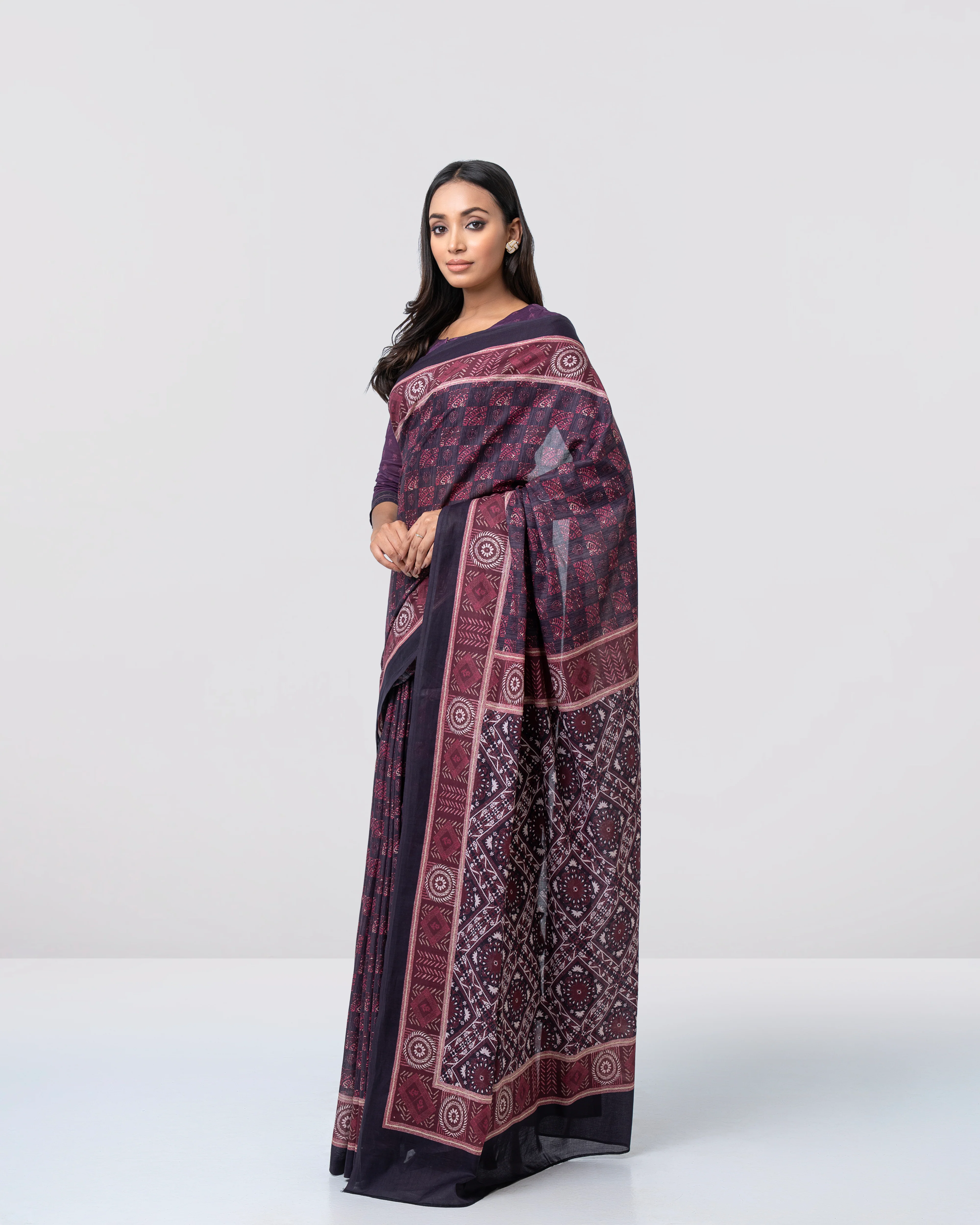 Digital Printed Cotton Saree - Image 4