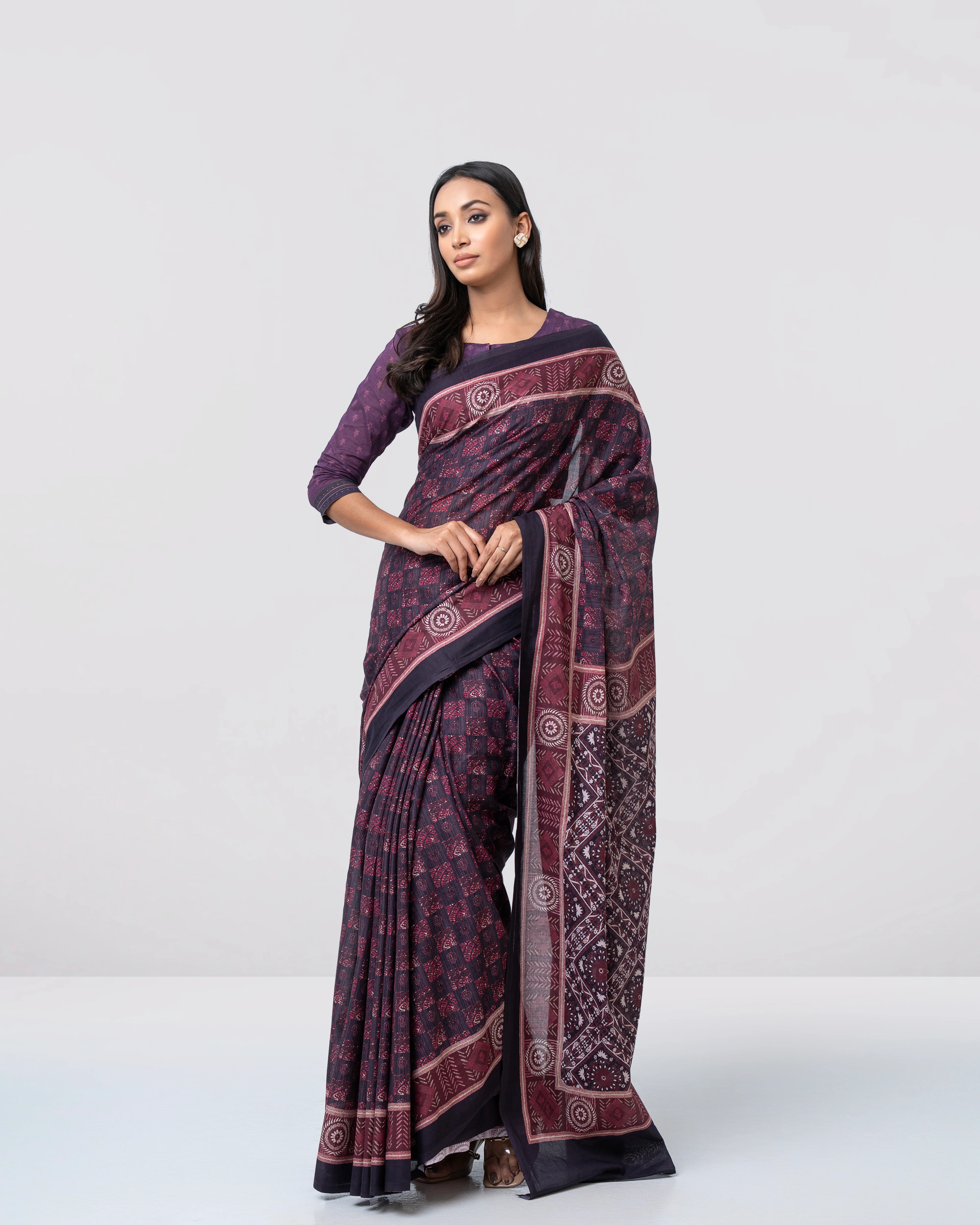 Digital Printed Cotton Saree - Image 5