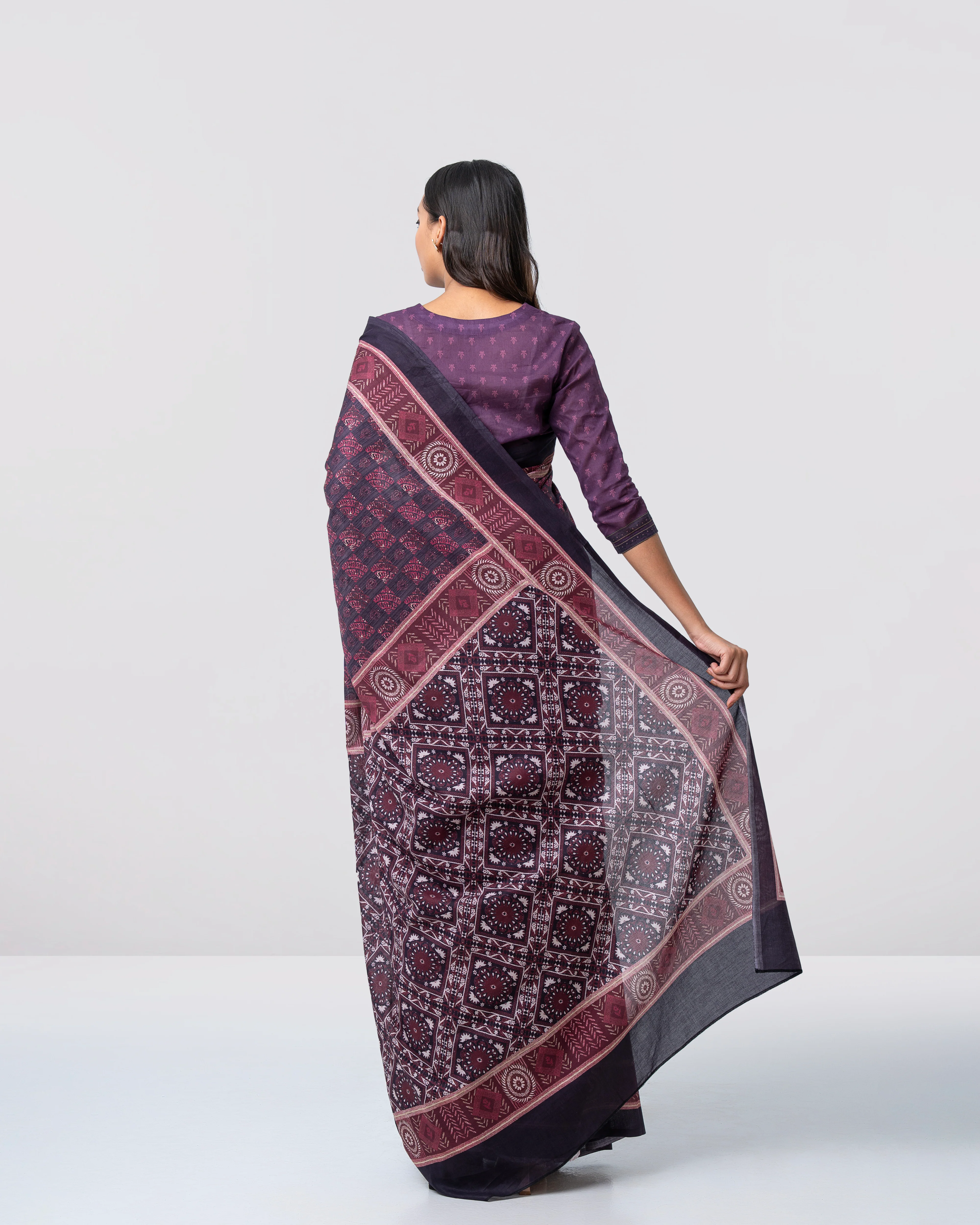 Digital Printed Cotton Saree - Image 6