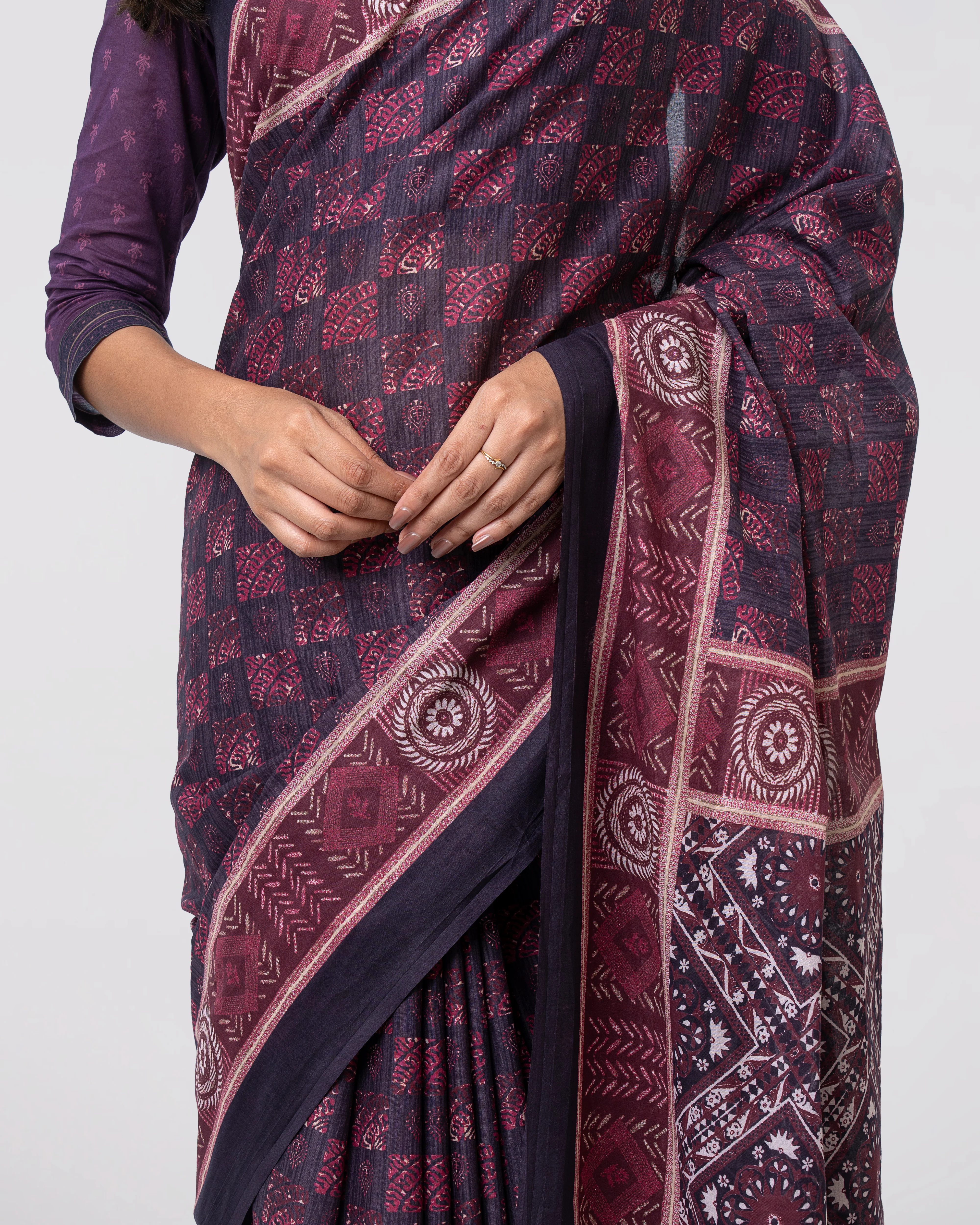 Digital Printed Cotton Saree - Image 7