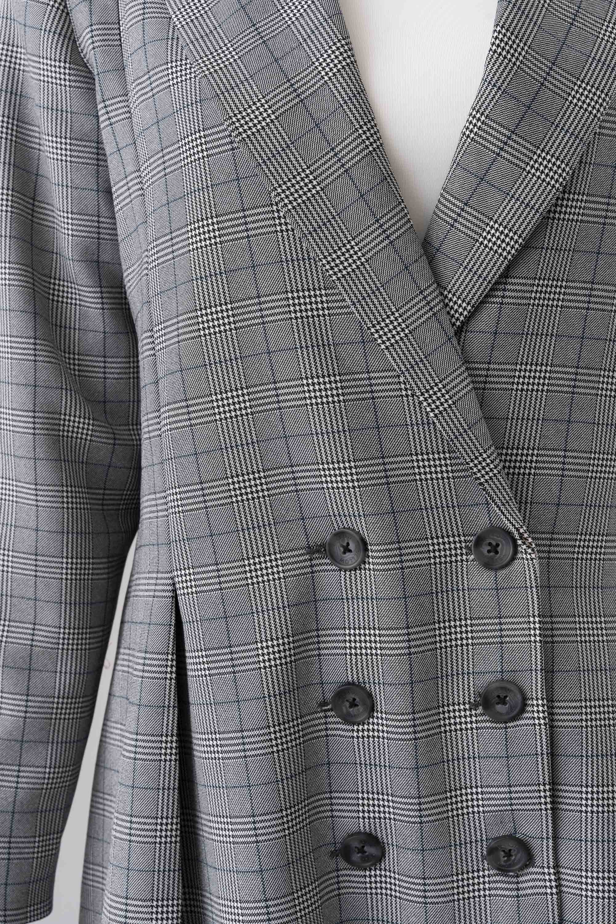 Double-Breasted Checkered Trench Coat - Image 5