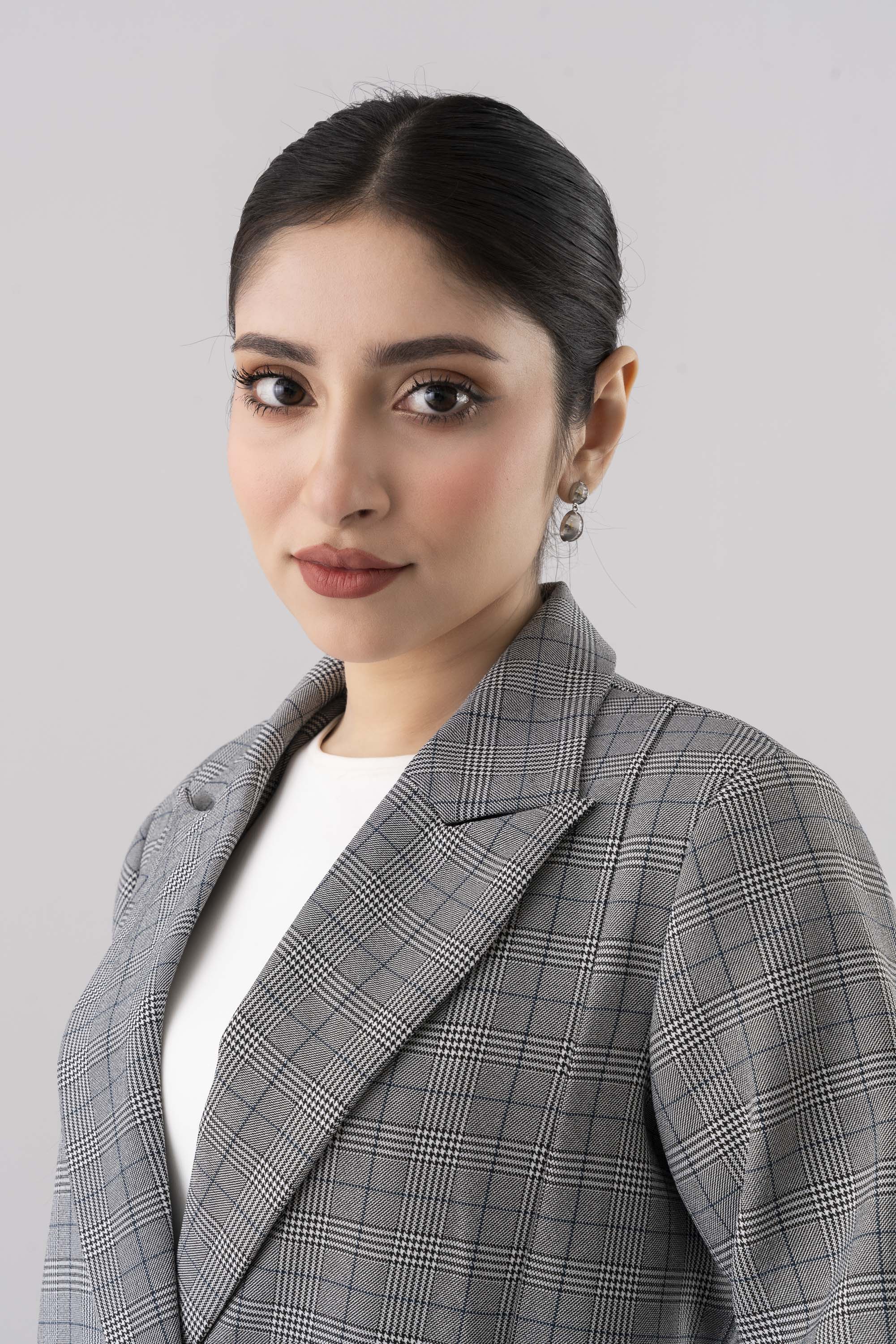 Double-Breasted Checkered Trench Coat - Image 6