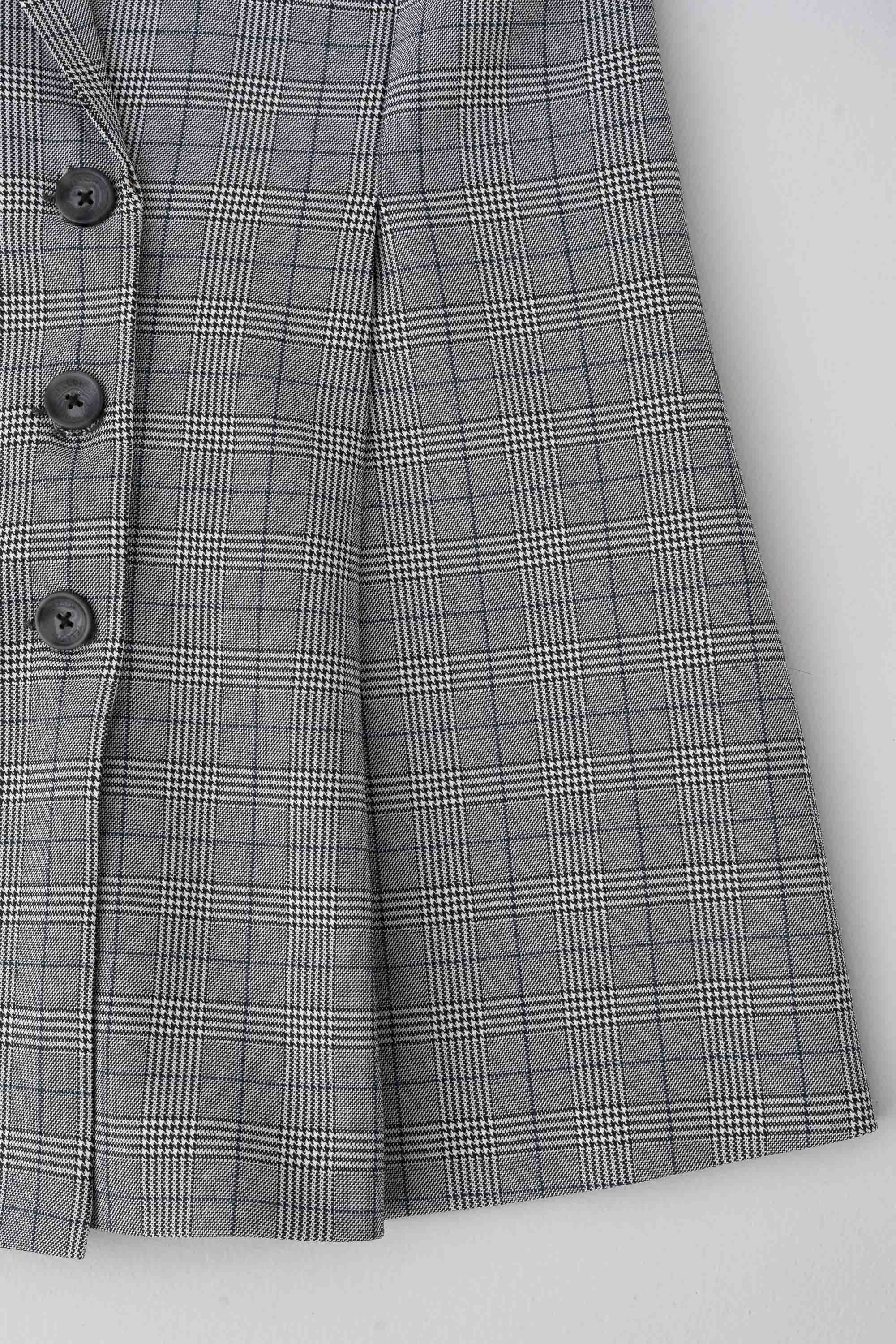 Double-Breasted Checkered Trench Coat - Image 7
