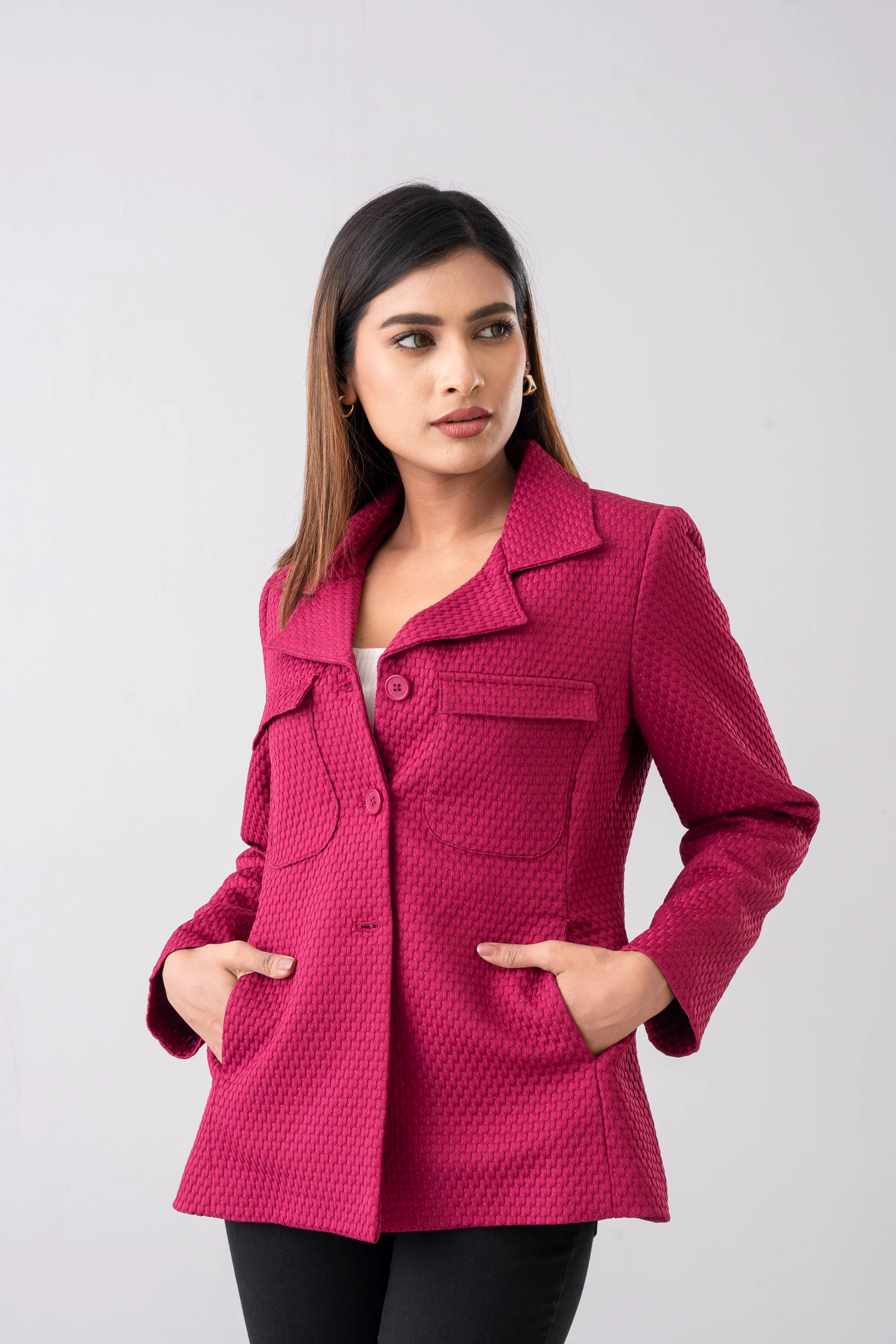 Popcorn Texture Viscose Blazer - Image 2
