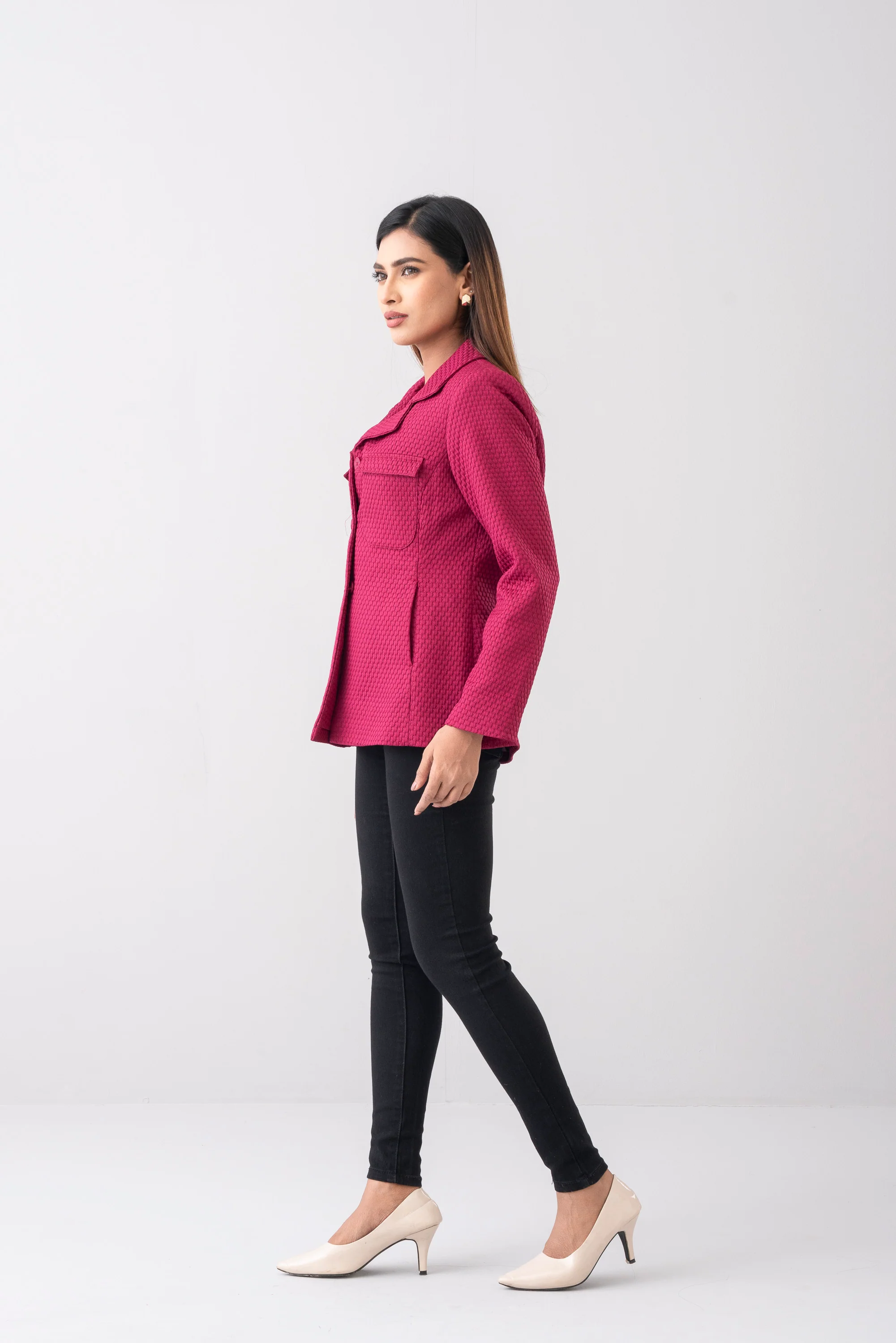 Popcorn Texture Viscose Blazer - Image 3