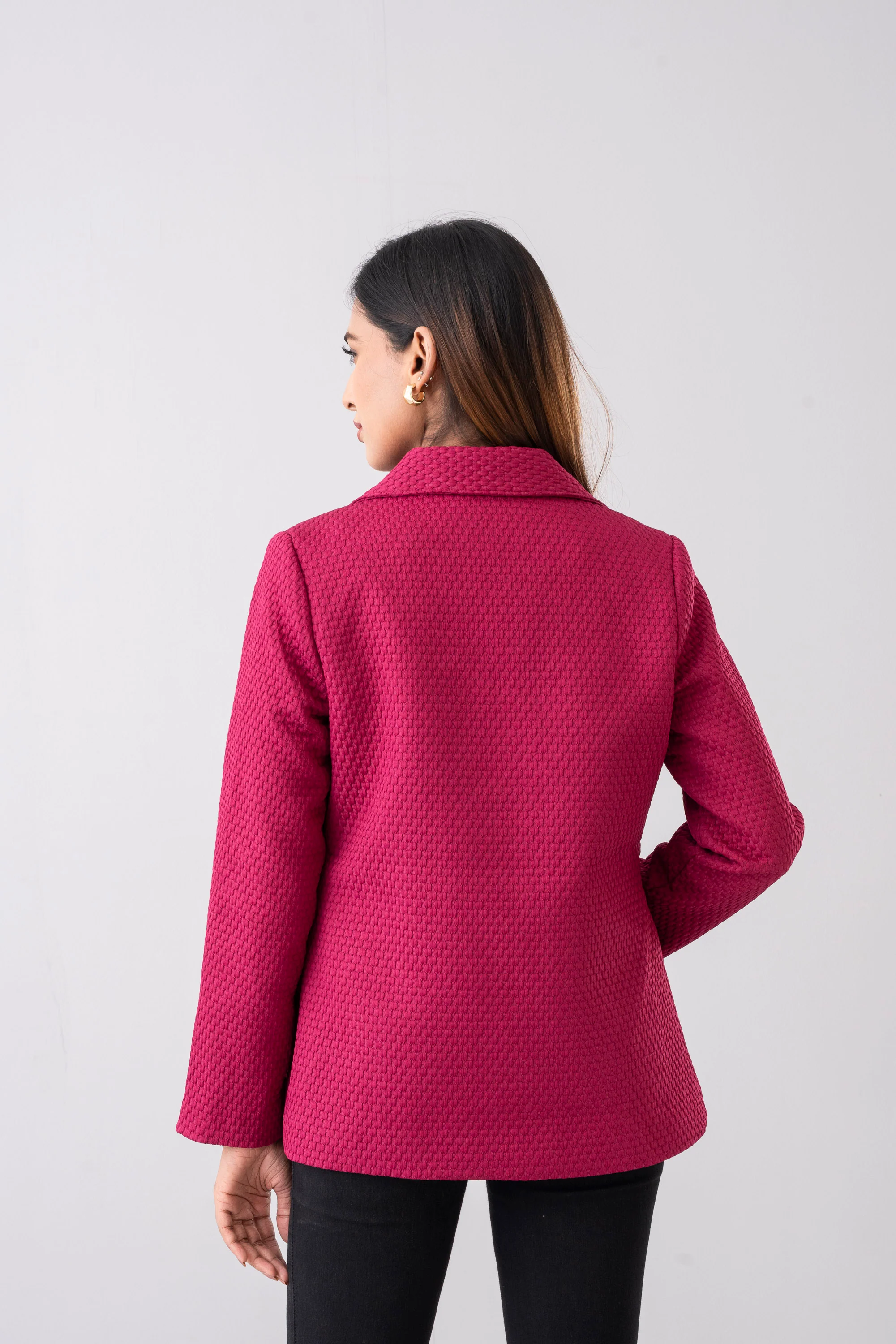 Popcorn Texture Viscose Blazer - Image 4