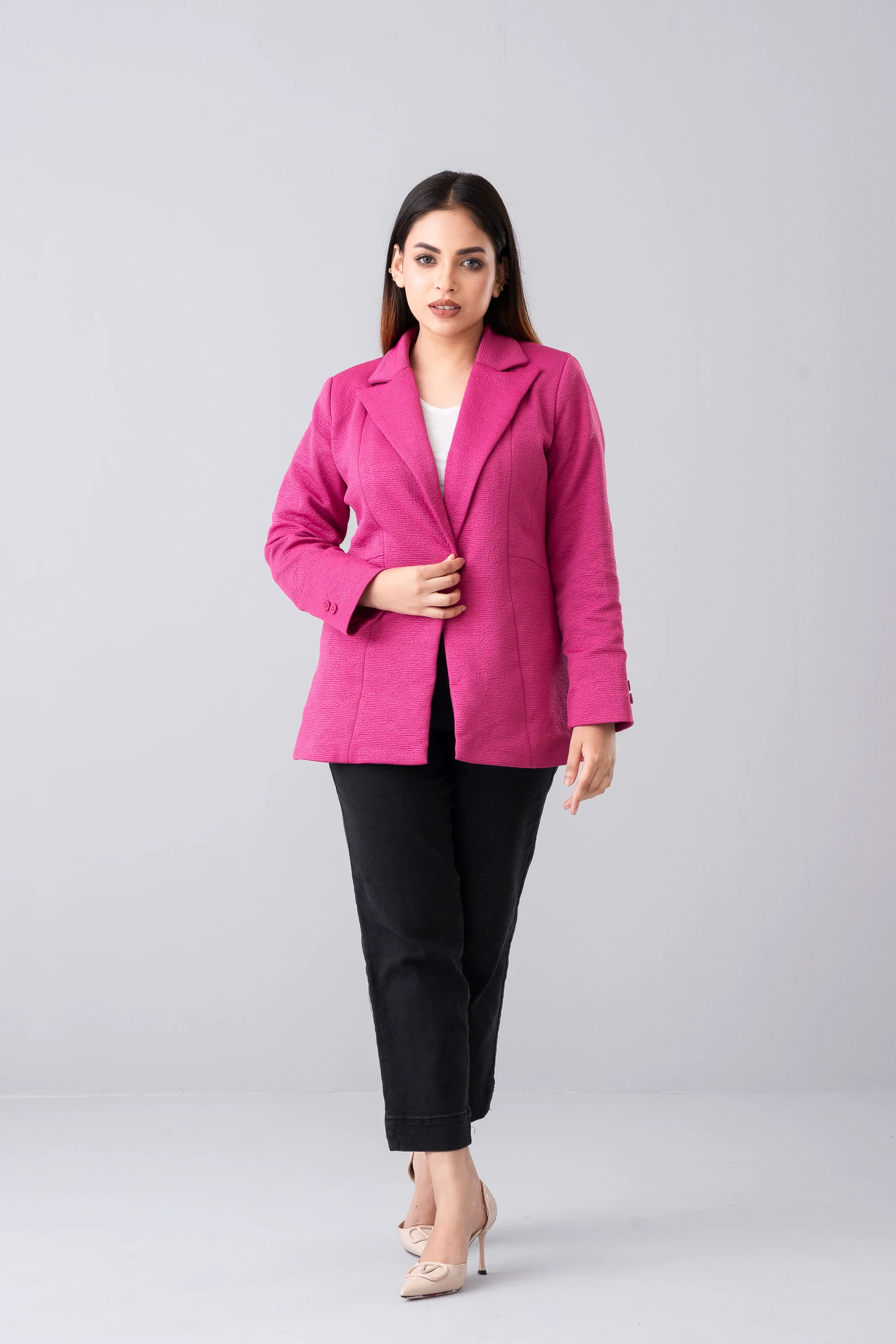 Regular Fit Double-Breasted Knit Blazer