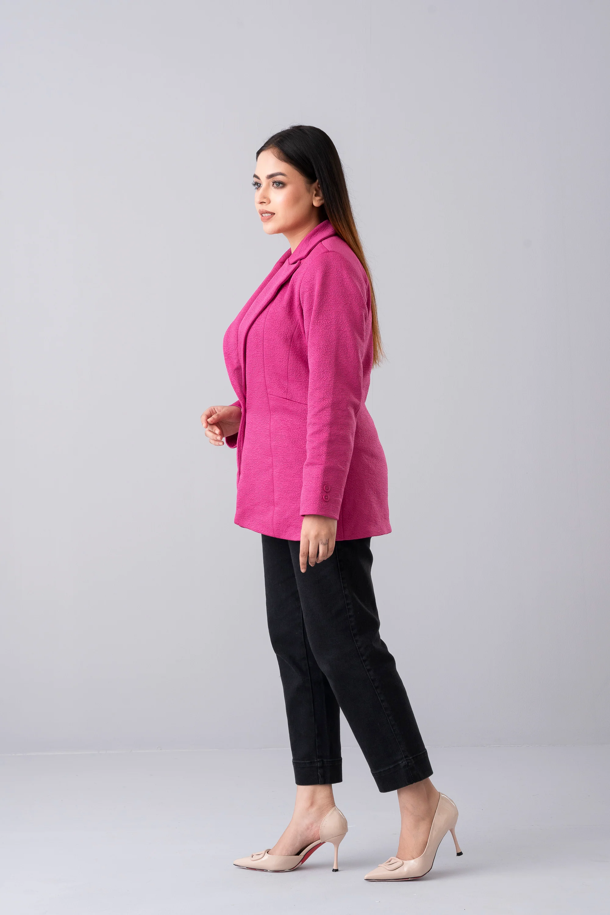 Regular Fit Double-Breasted Knit Blazer - Image 3