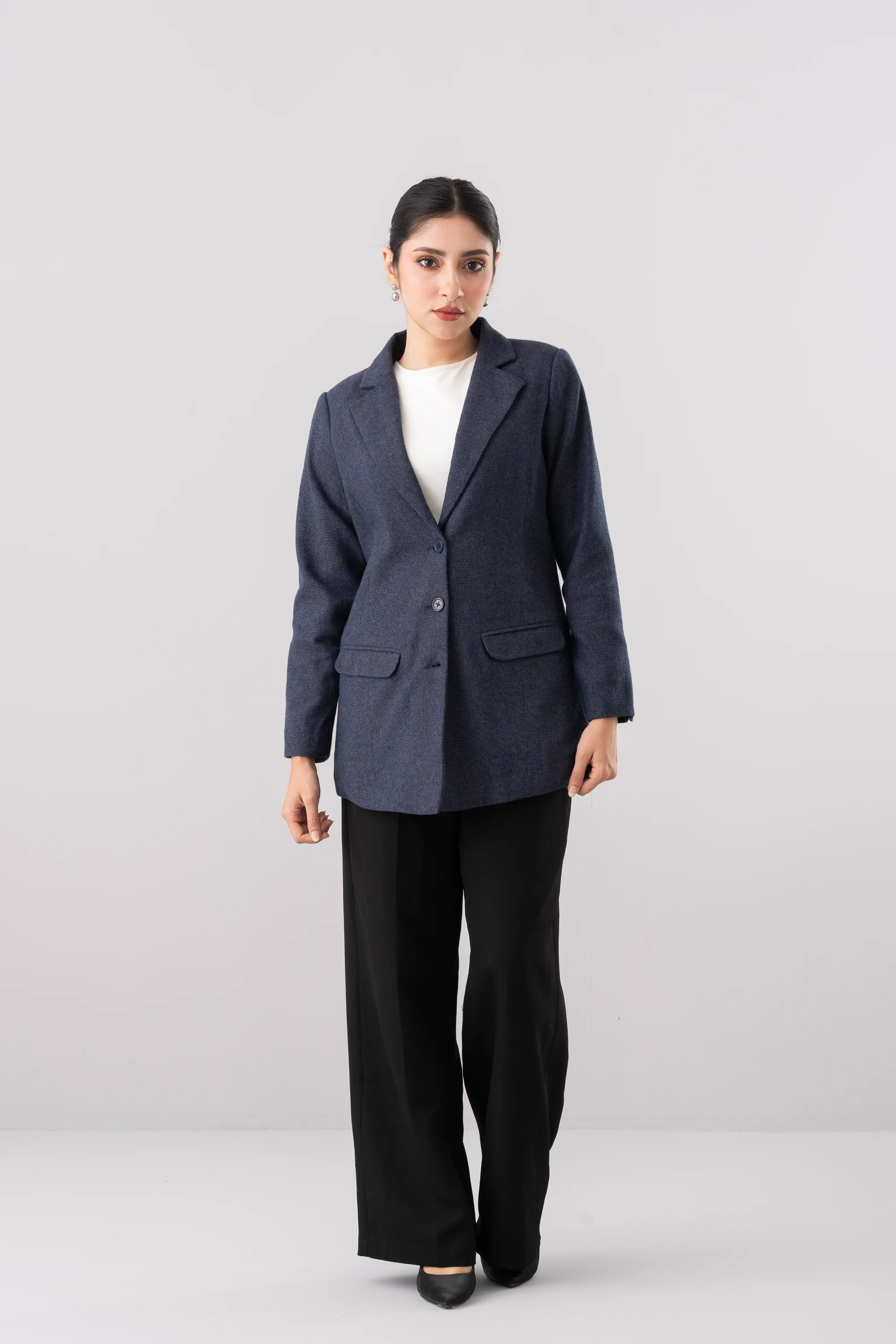 Mid-Length Blazer with Notch Lapel - Image 3