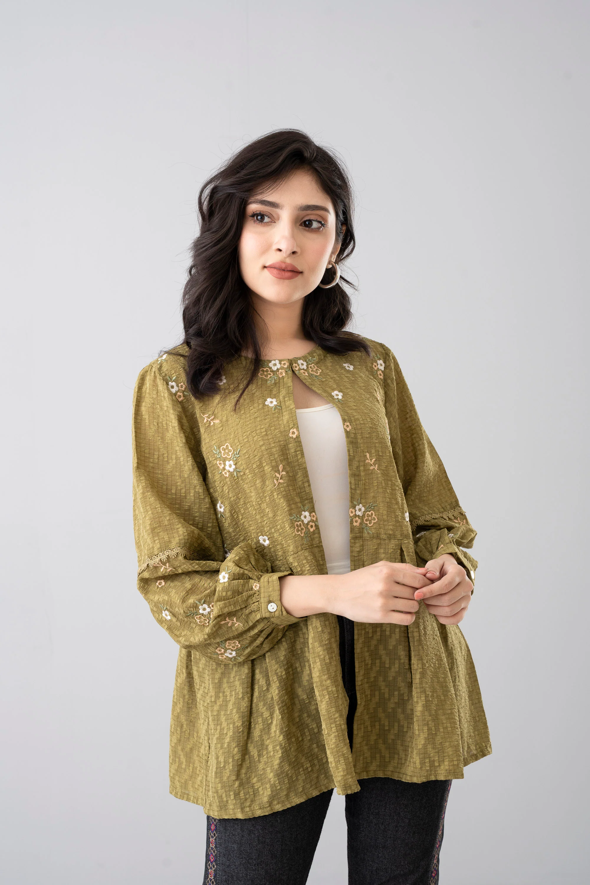 Floral Embroidered Bolero Top - Image 2