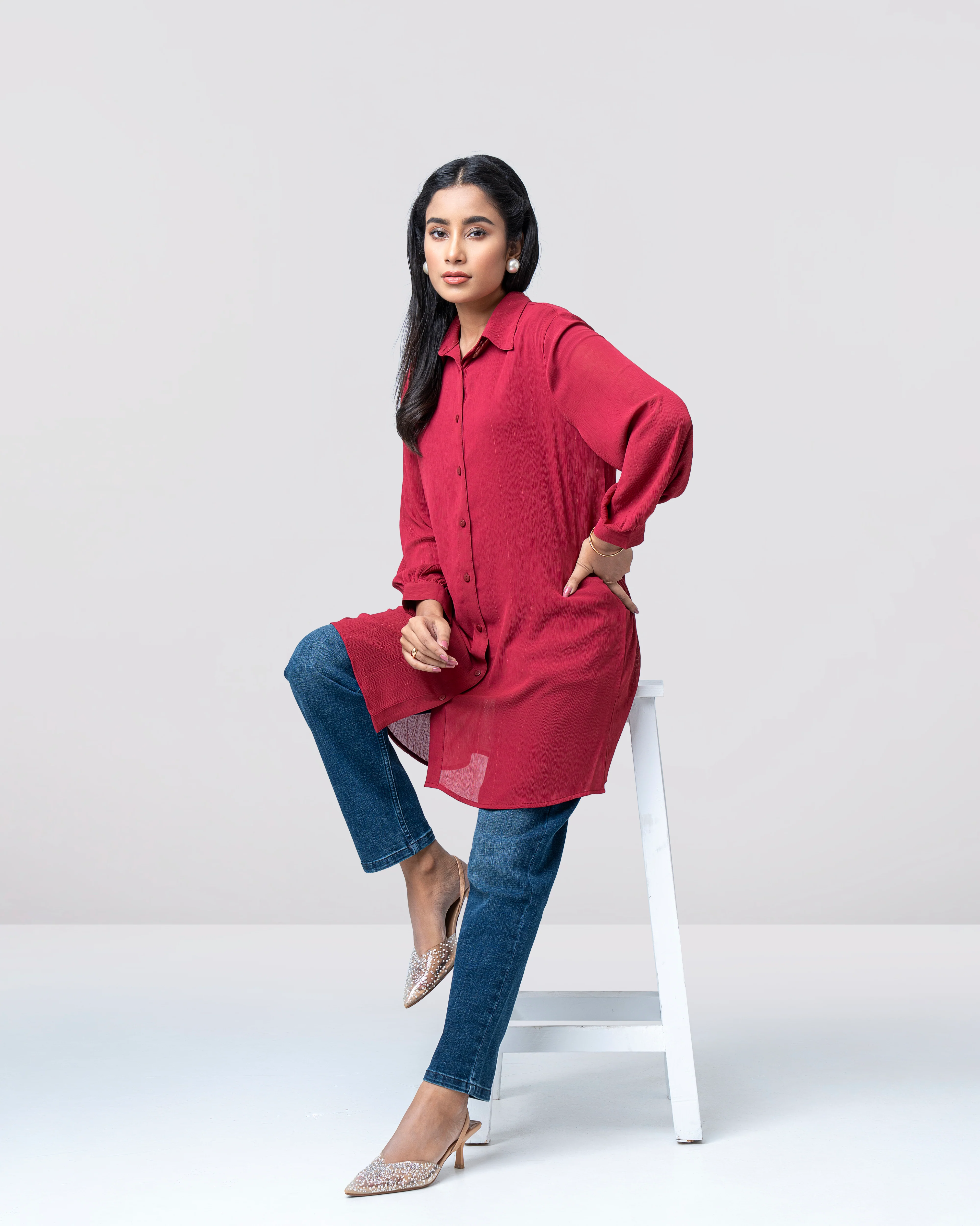 Slim Fit Long Casual Shirt - Image 6