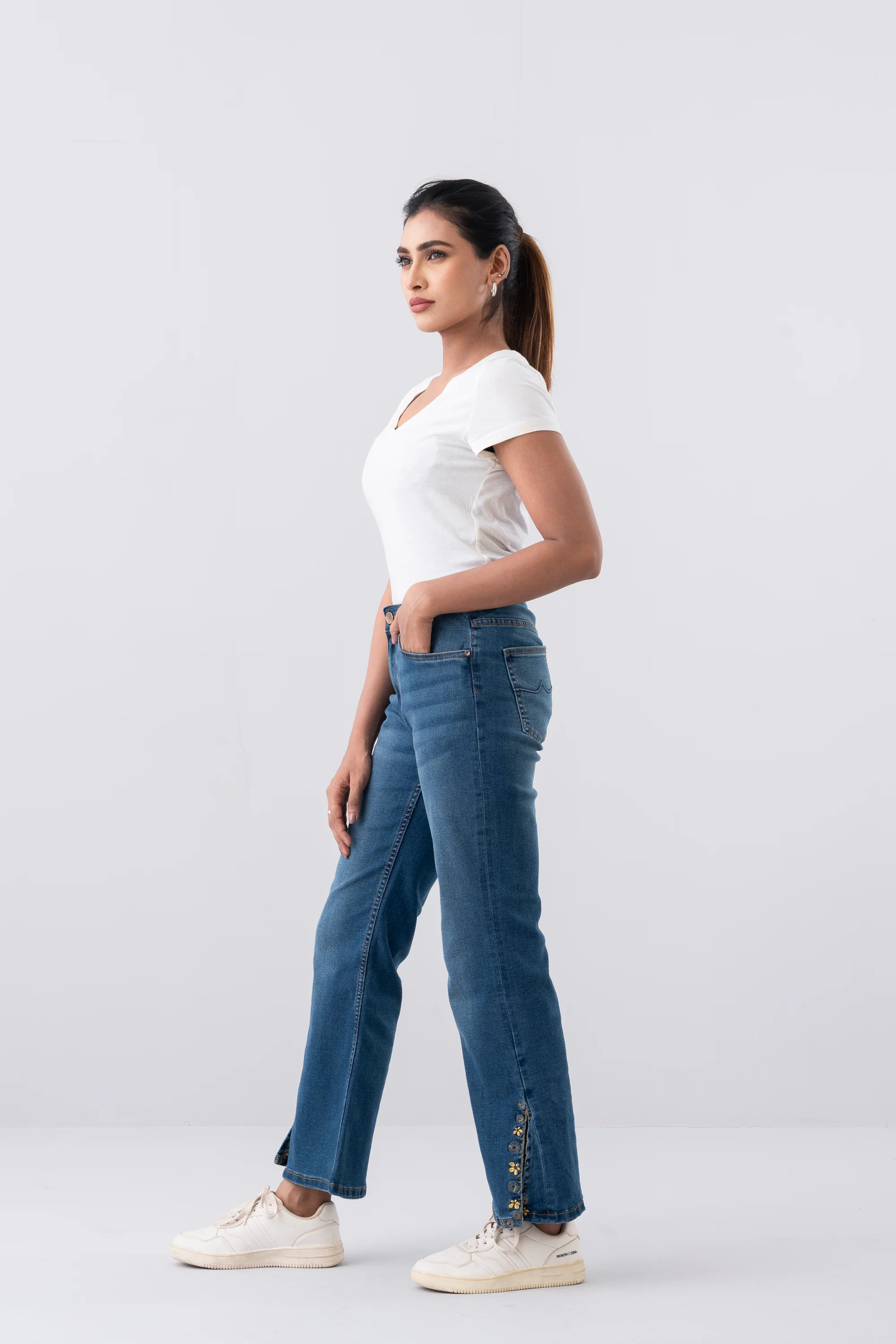 Embroidered Bell Bottom Denim - Image 3