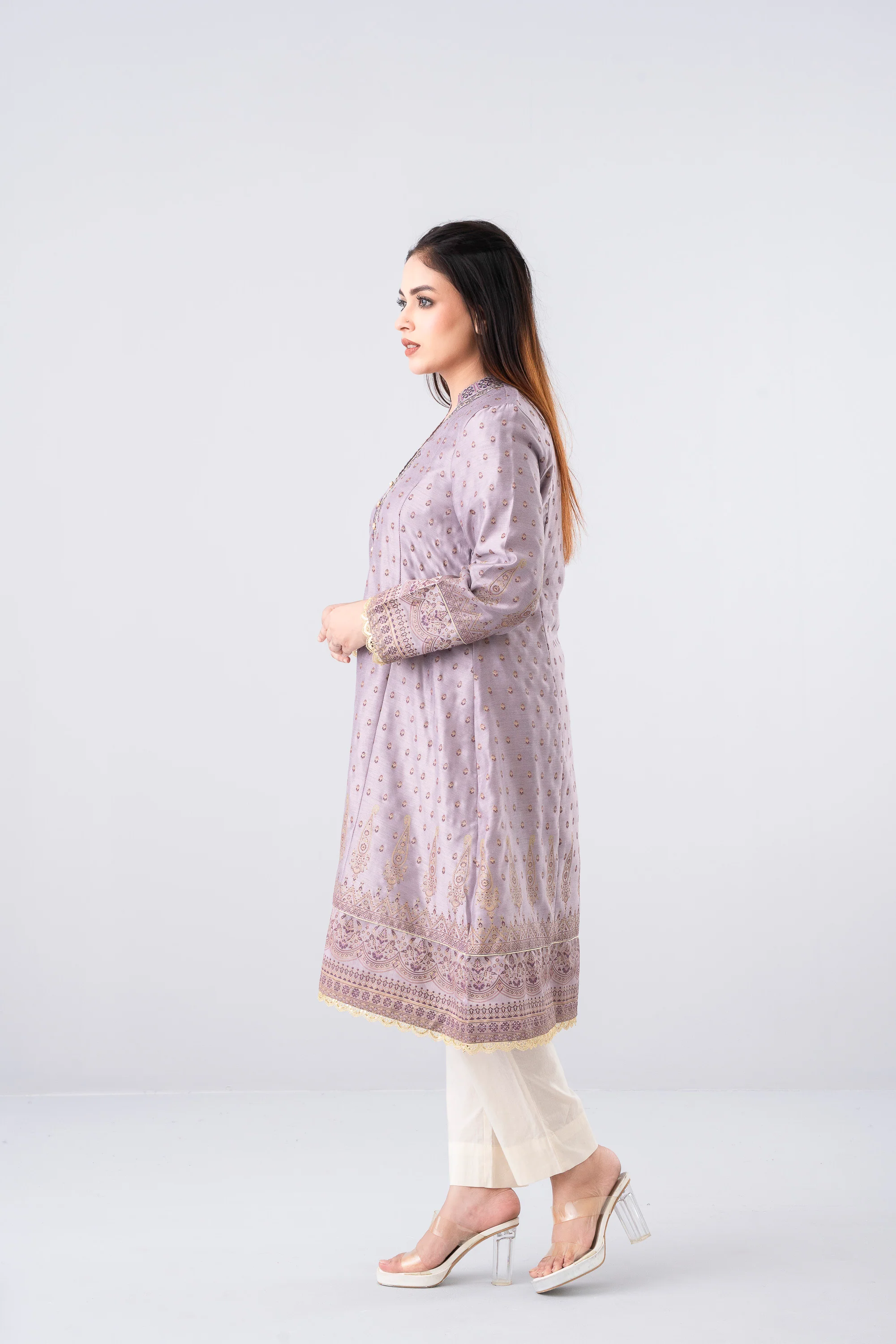 Smart Fit Embroidered Two-Piece Ethnic Set with Silk Dupatta - Image 9