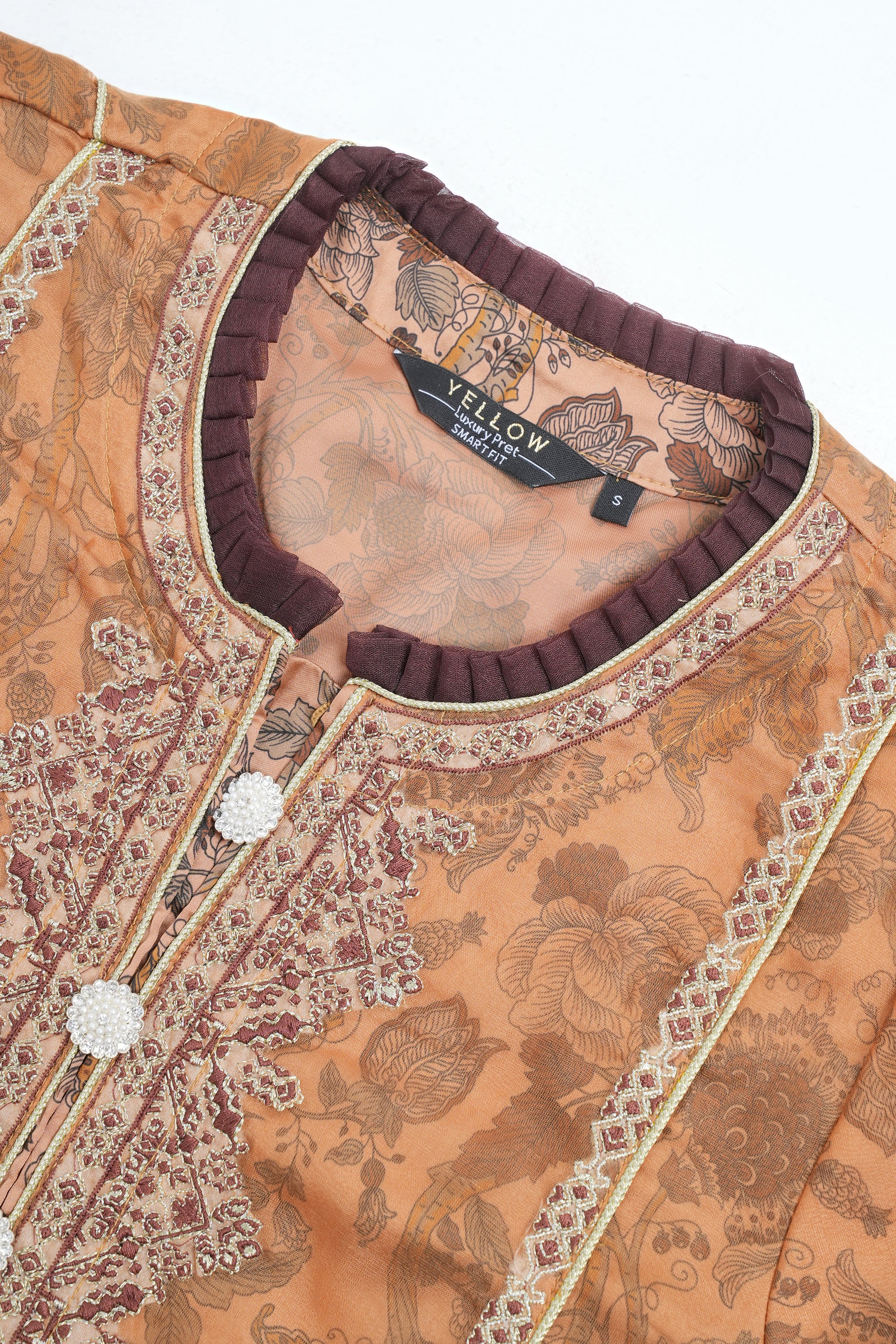 Smart Fit Embroidered Two-Piece Ethnic Set with Silk Dupatta - Image 10