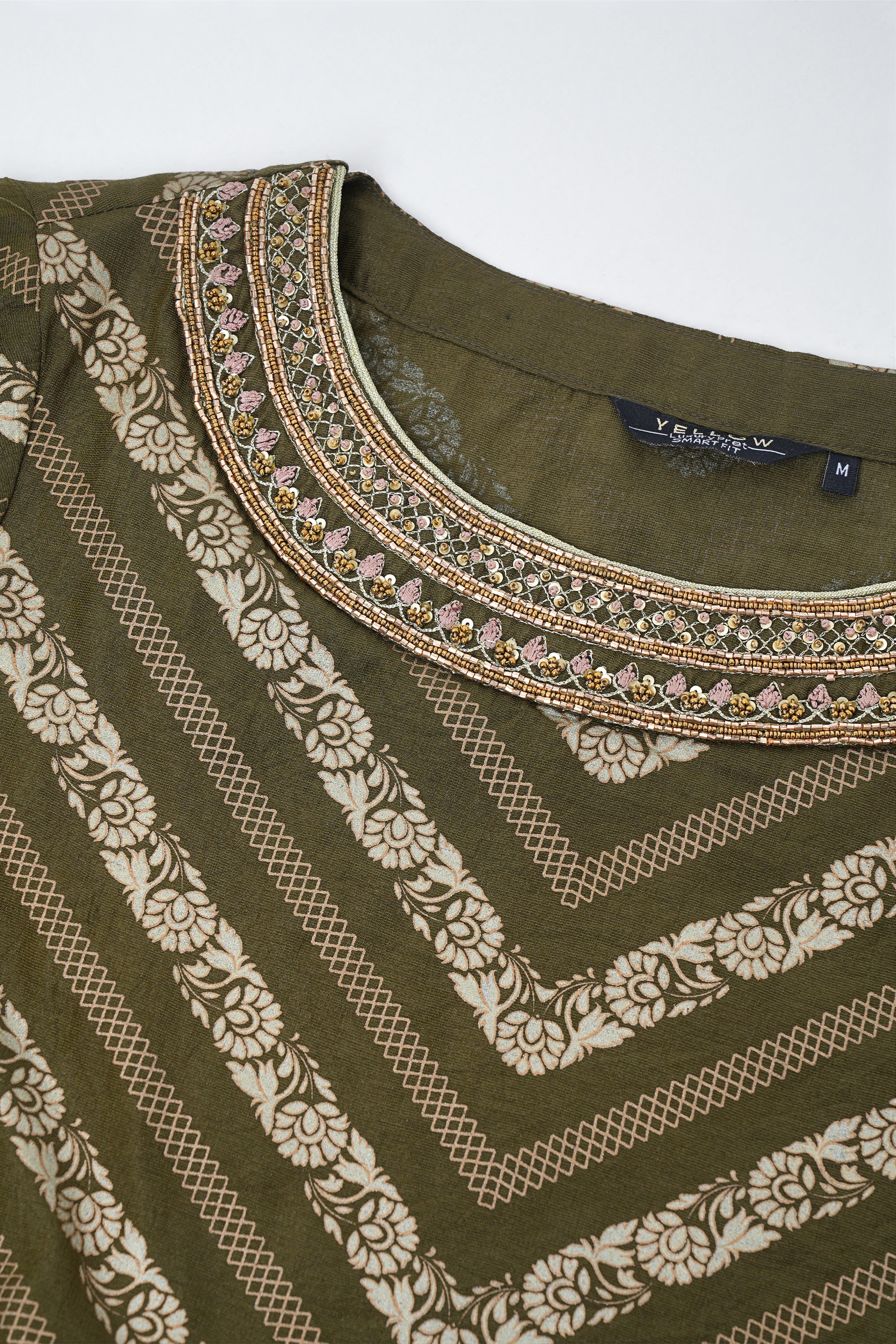 Smart Fit Embellished Two-Piece Formal Ethnic Set with Organza Dupatta - Image 12