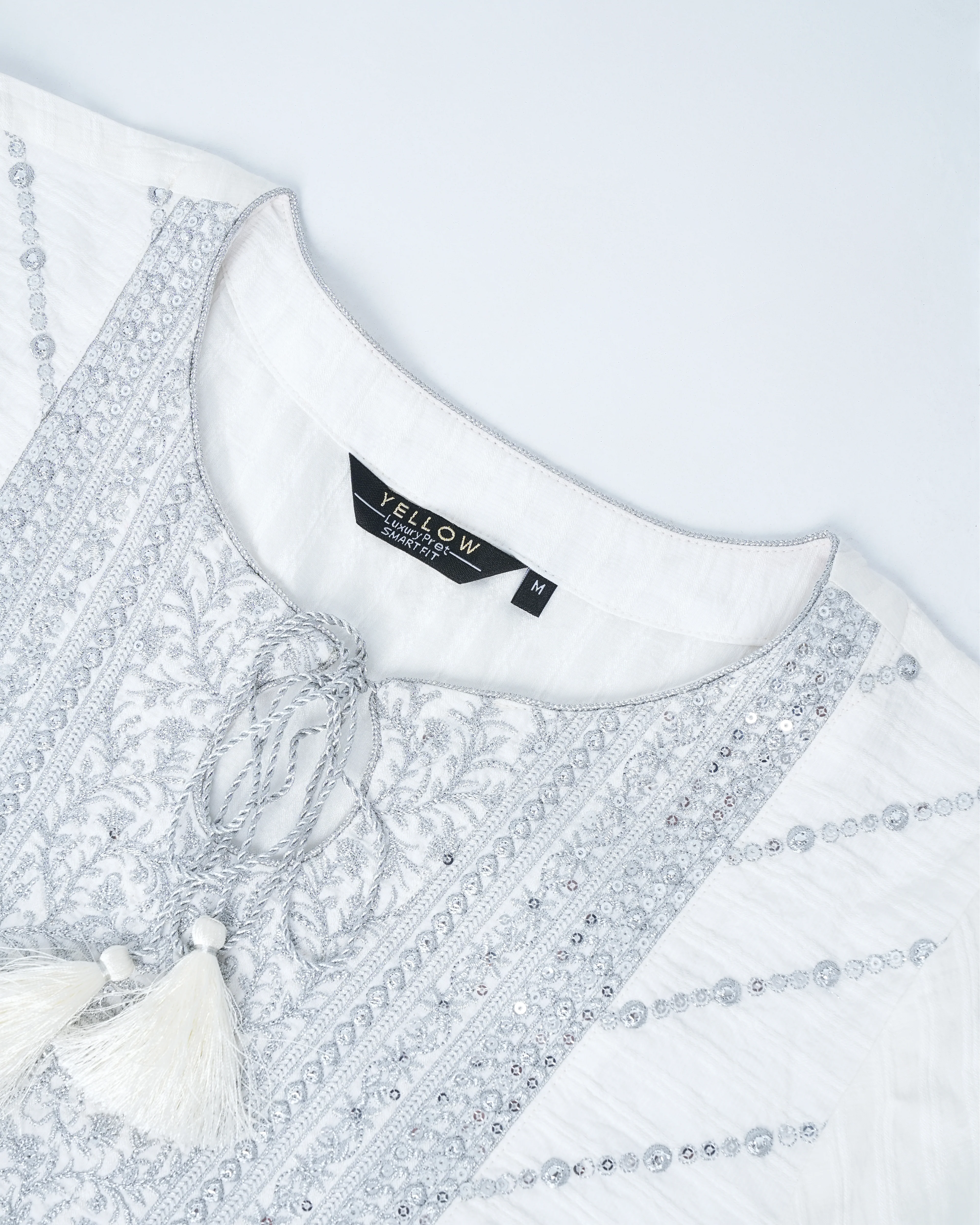 Smart Fit Embellished Two-Piece Formal Ethnic Set with Organza Dupatta - Image 11