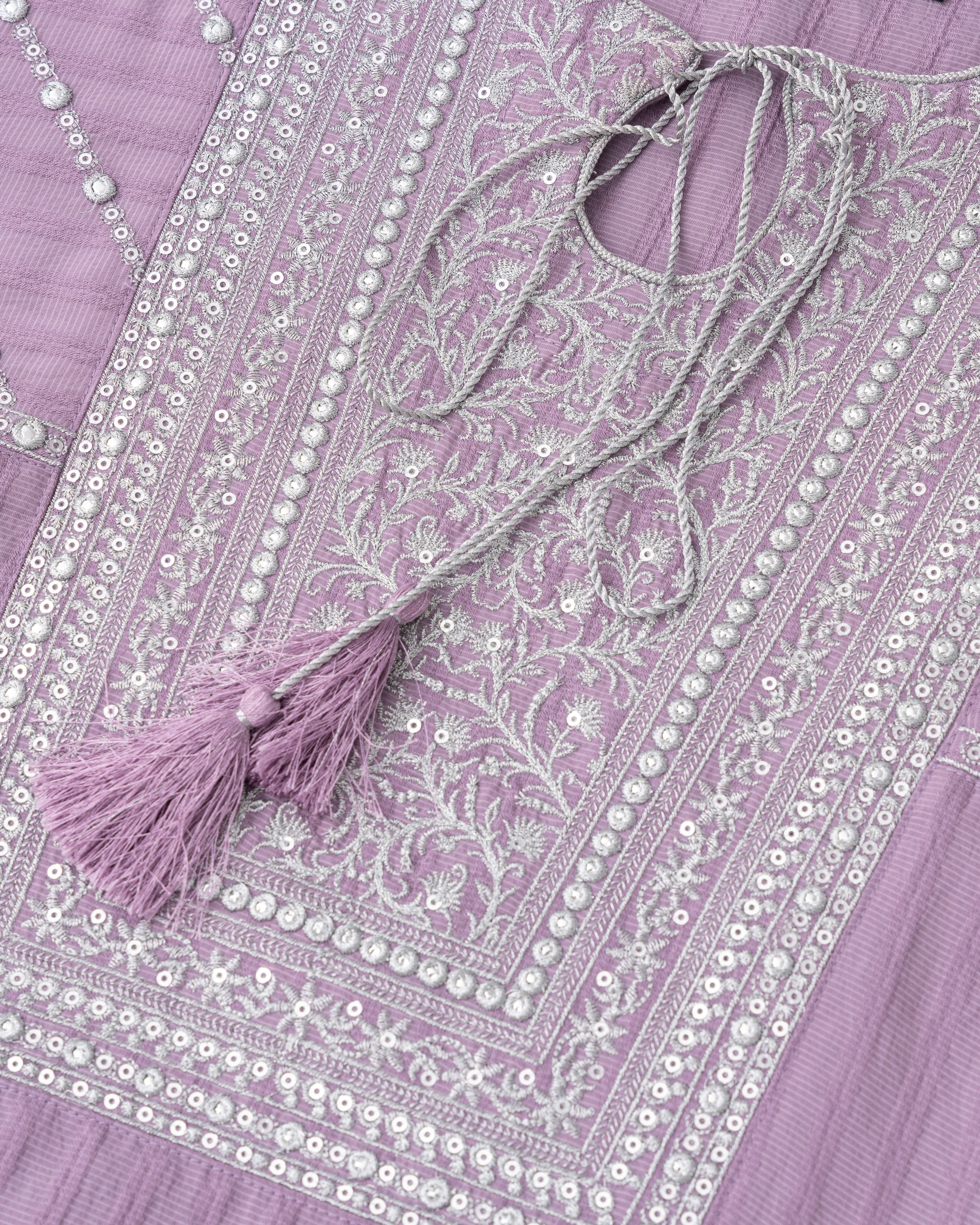 Smart Fit Embellished Two-Piece Formal Ethnic Set with Organza Dupatta - Image 17